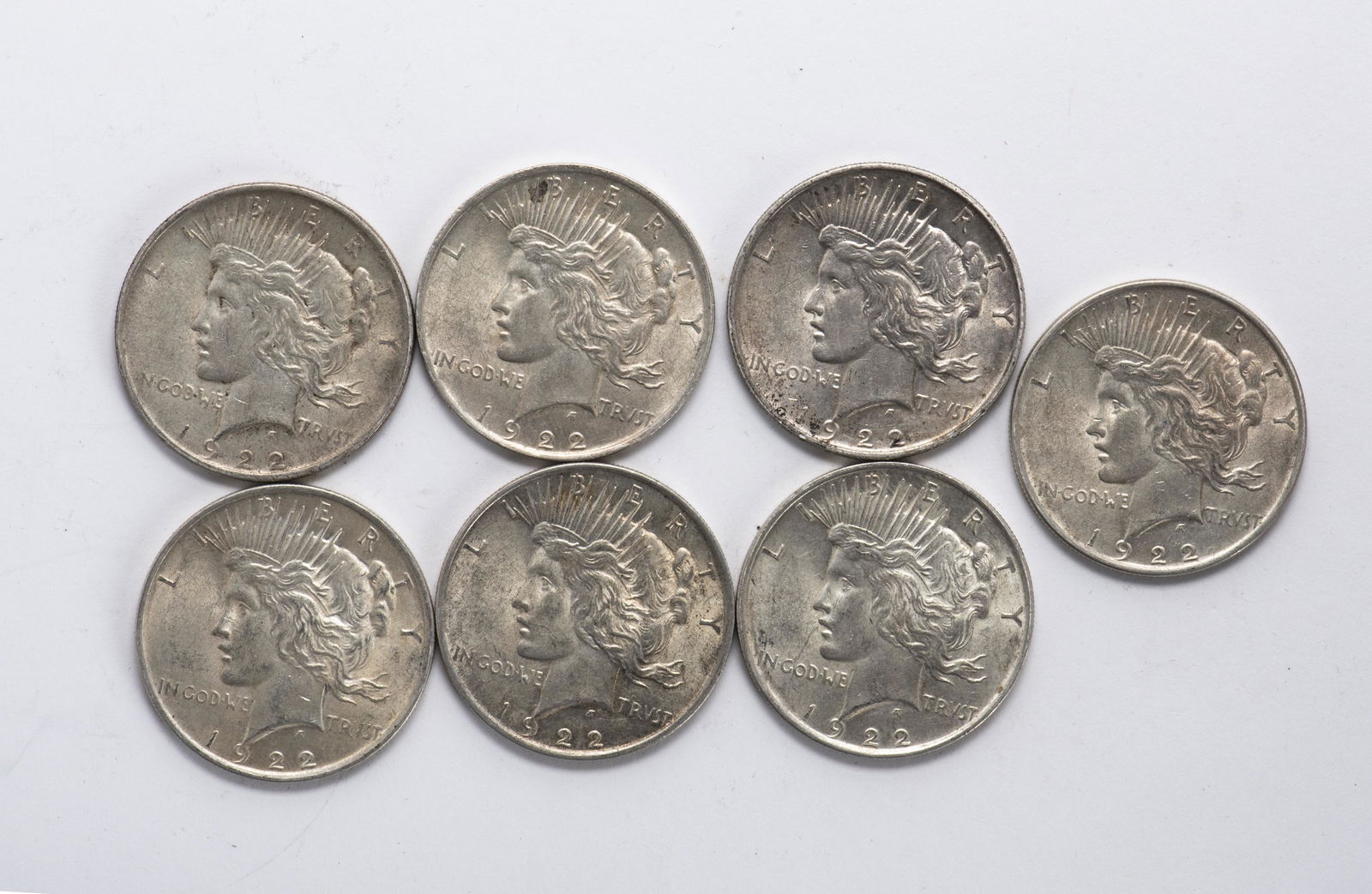 7 1922 Peace Silver Dollars (1 of 2)