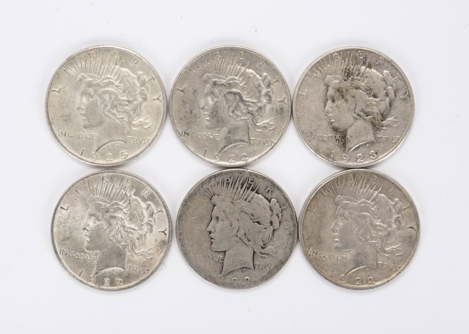 6 Peace Silver Dollars (1 of 2)