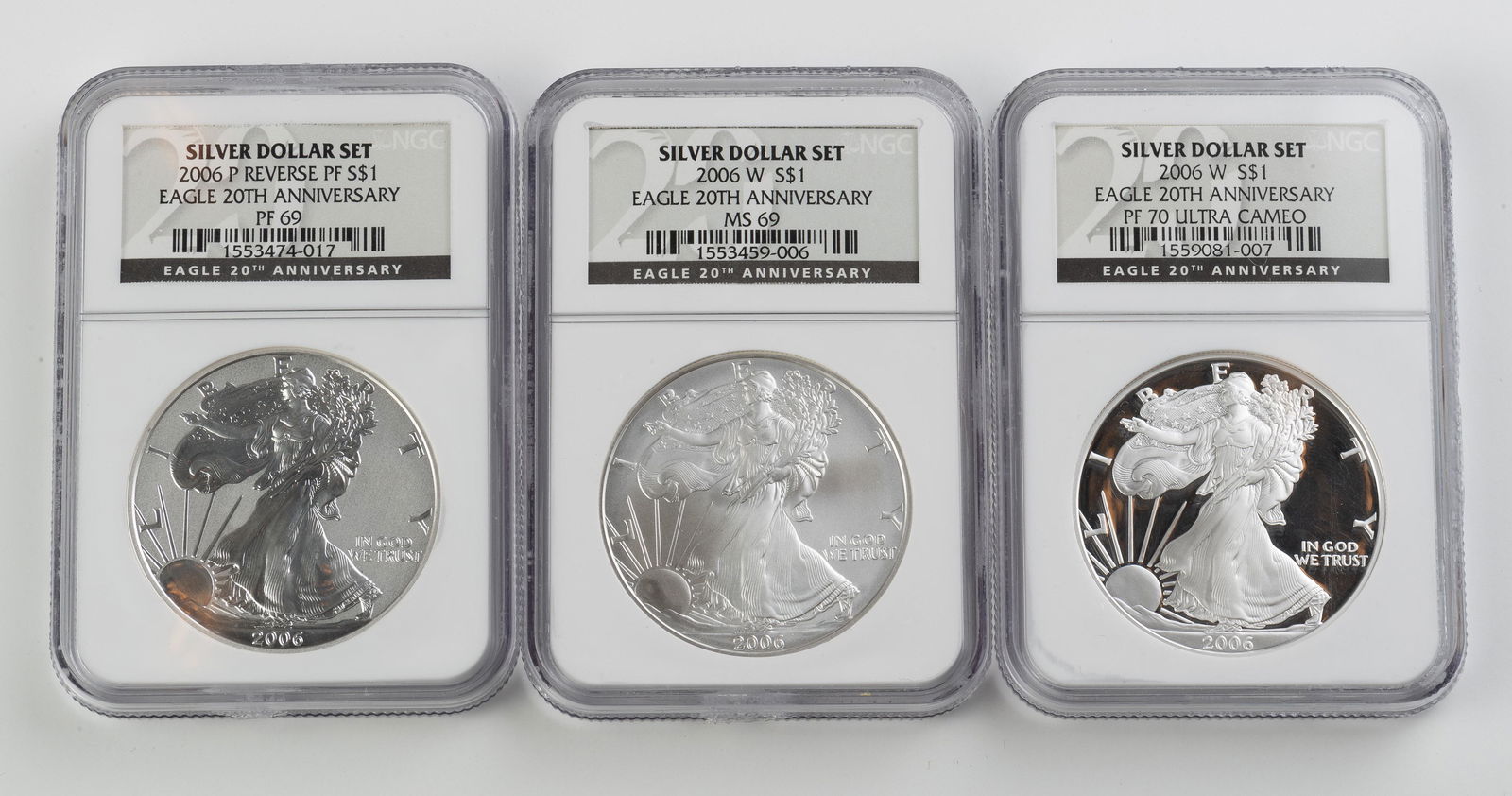 Set of 3 U. S. Silver Eagles (NGC Graded) (1 of 2)