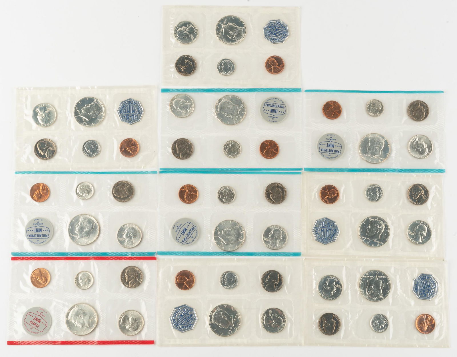 10 1964 Unc US Coin Sets (1 of 4)