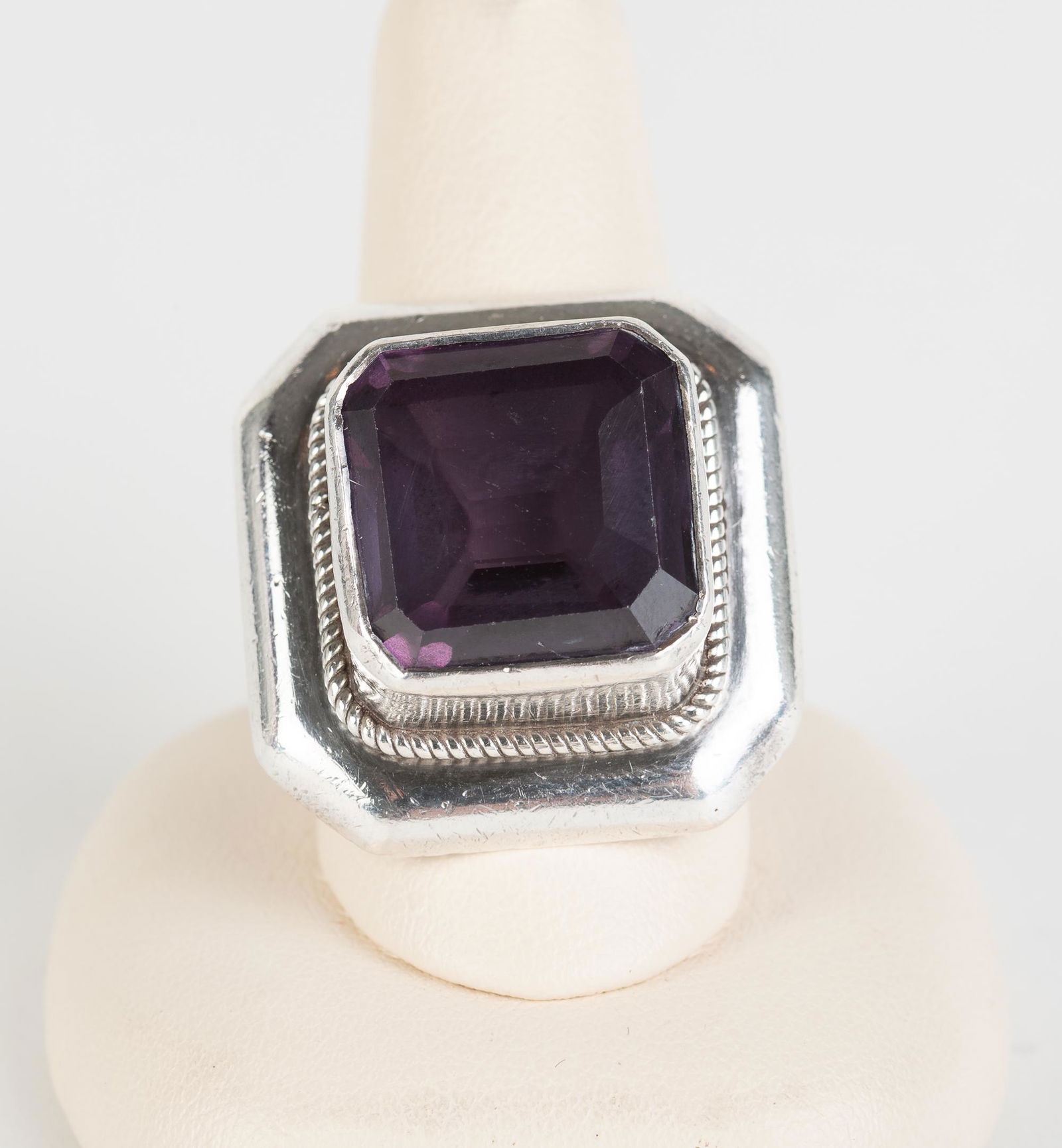 Sterling Alexandrite Ring: Synthetic alexandrite. Size 10. IMPORTANT: Before bidding, please read the terms and conditions below. When you registered for the auction you agreed to these terms and will be required to comply with