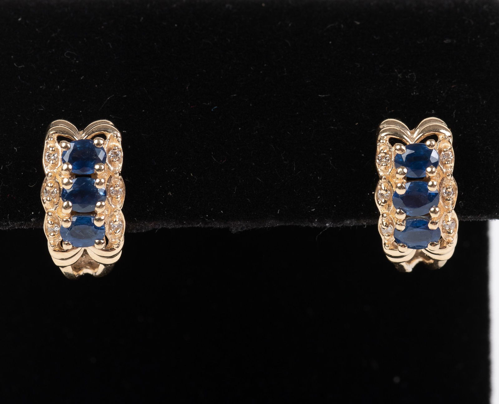 14K Gold Sapphire & Diamond Earrings (1 of 4)