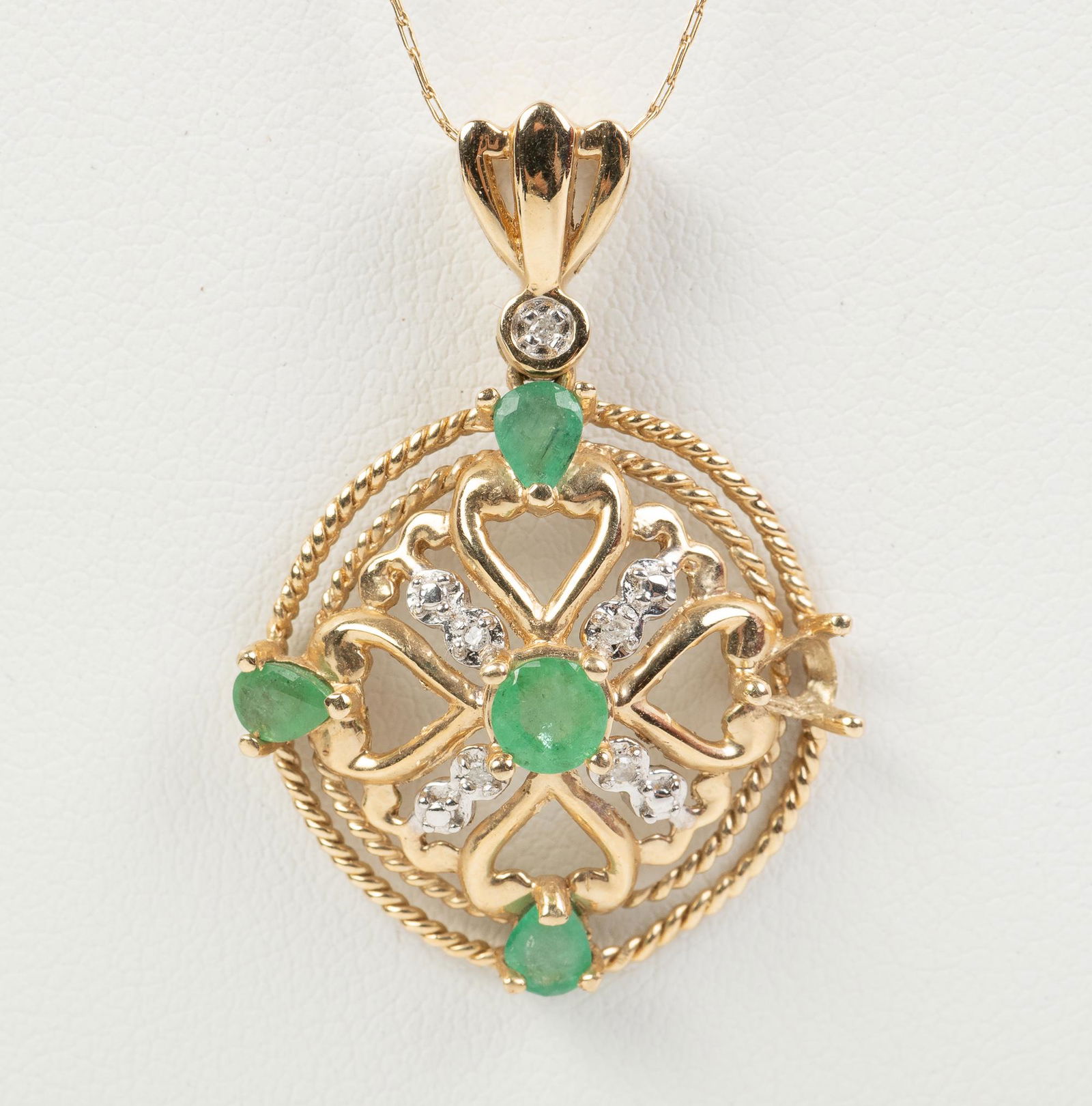 Emerald & Diamond Pendant Necklace (1 of 6)