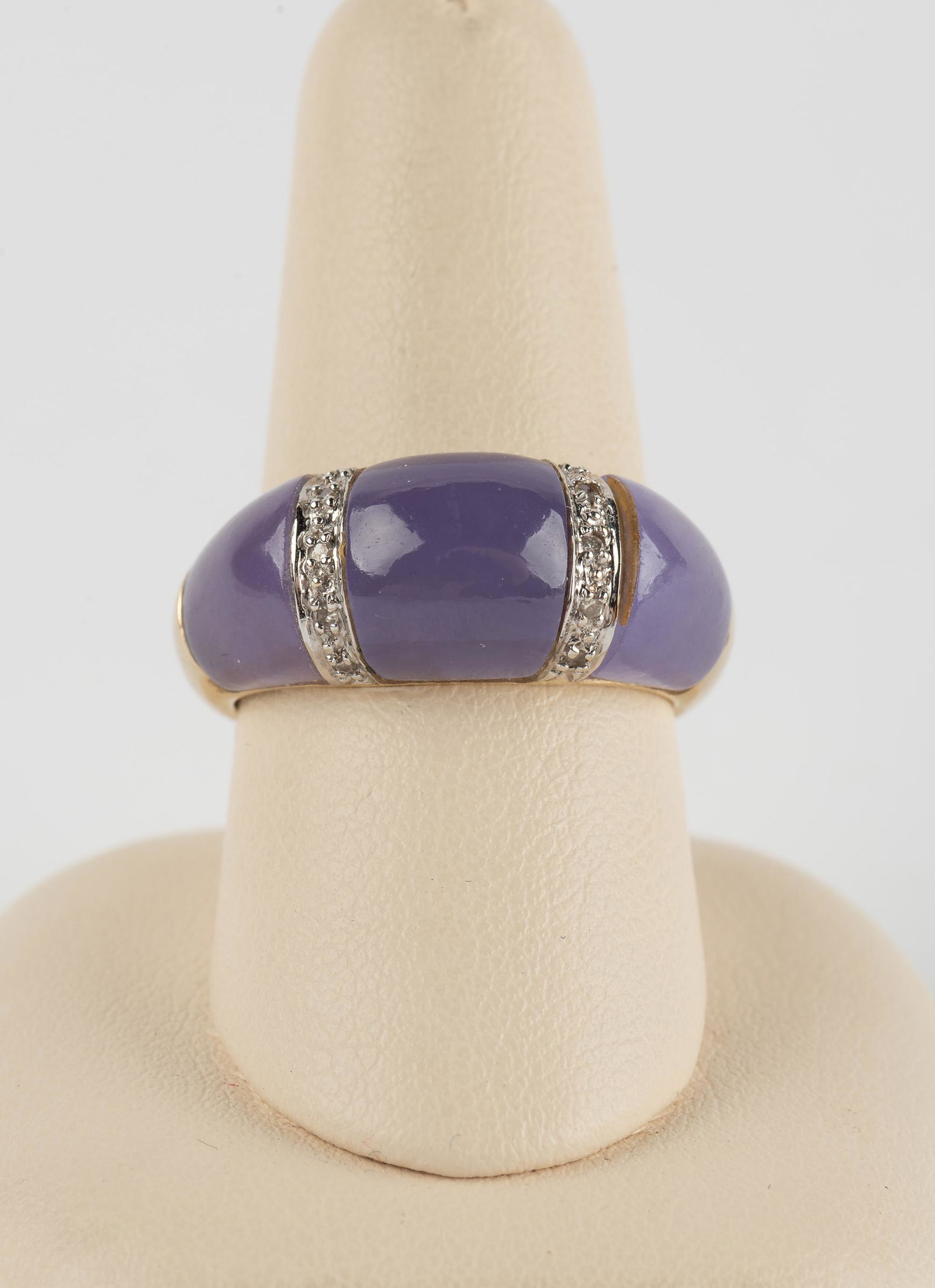 14k, Diamond & Lavender Jade Ladies Ring (1 of 4)