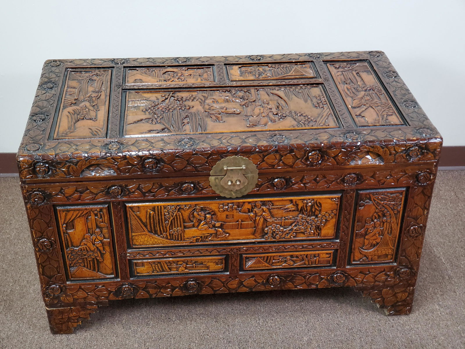 Dong Yang Carved Asian Trunk (1 of 5)