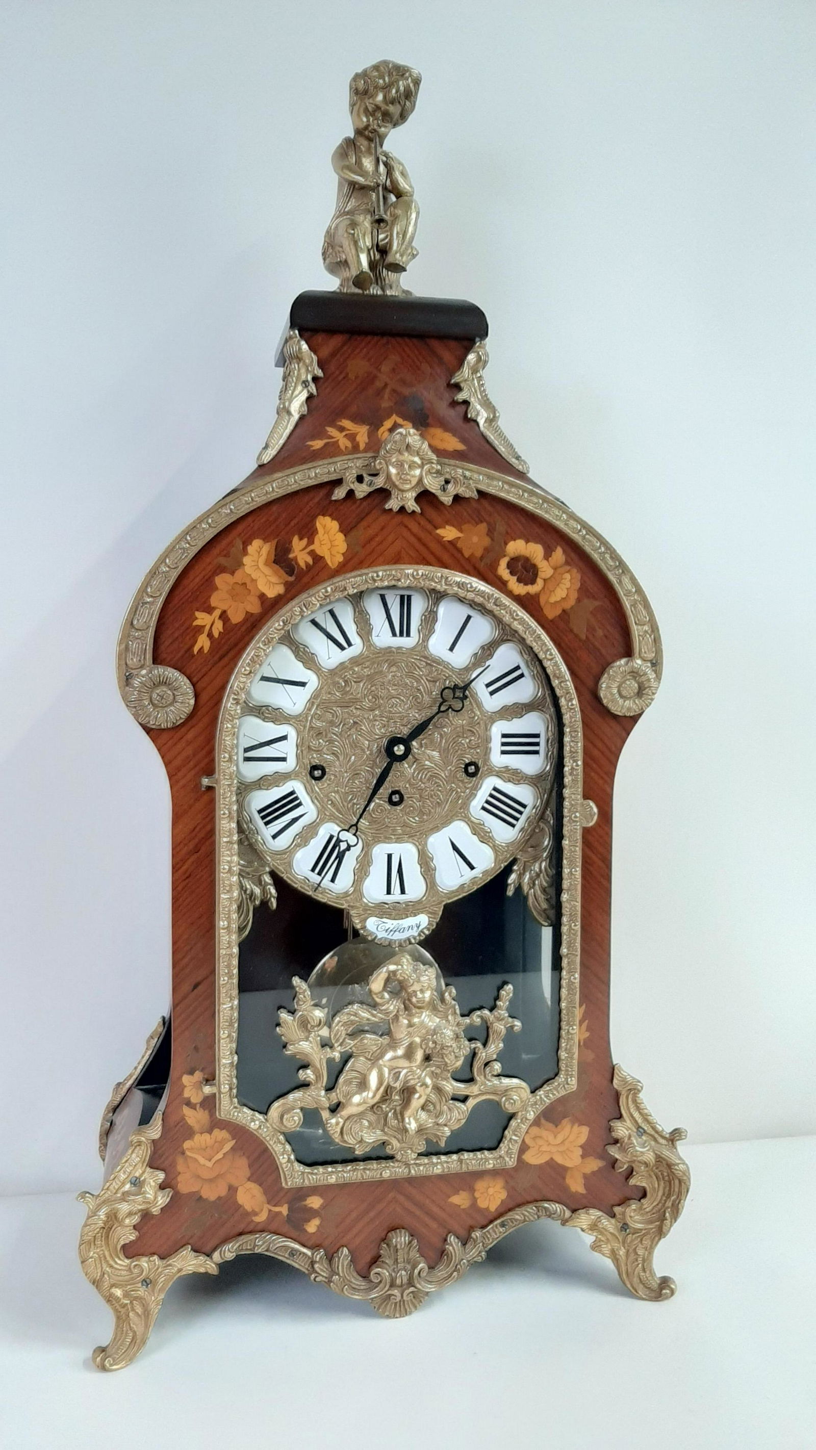 Oversized Inlaid Tiffany Style Mantle Clock (1 of 5)