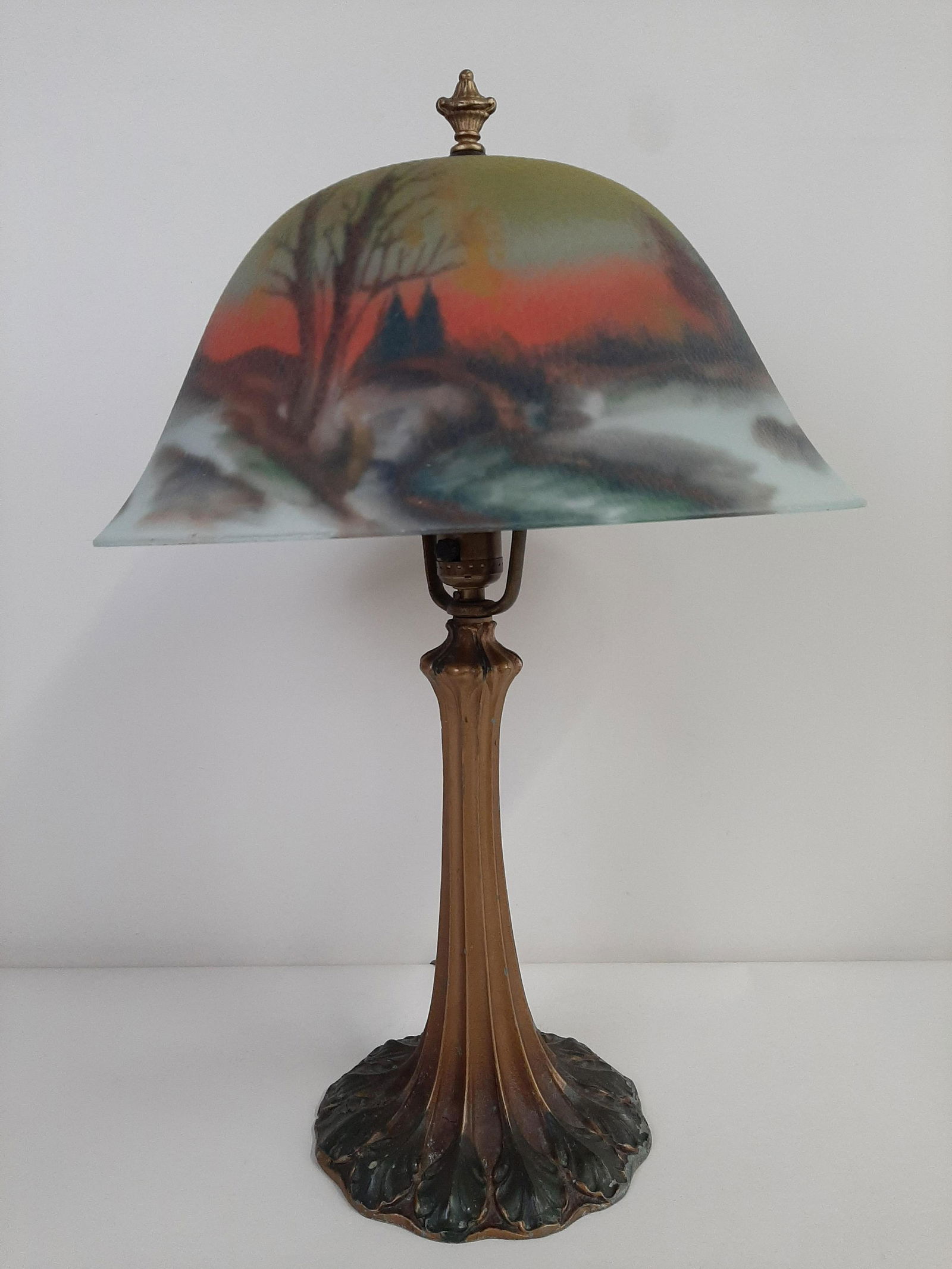 Glass Inside Painted Snowscape Table Lamp (1 of 7)