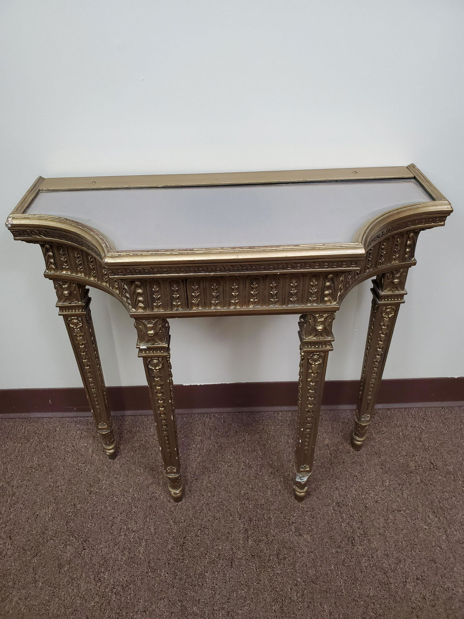 Glass Top Gold Painted Hall Table (1 of 4)