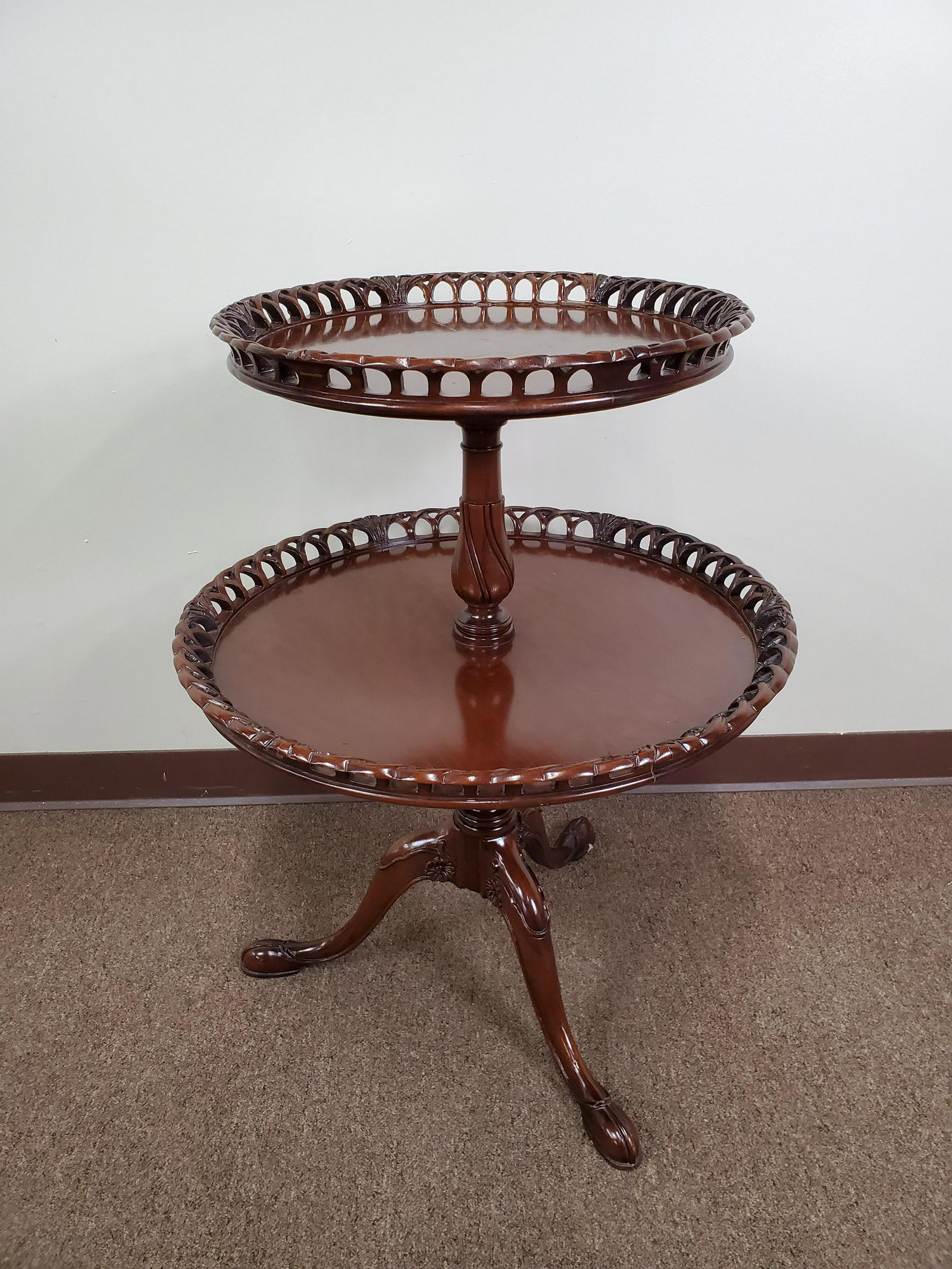 Two Tier Table: 25" wide X 32" high.
