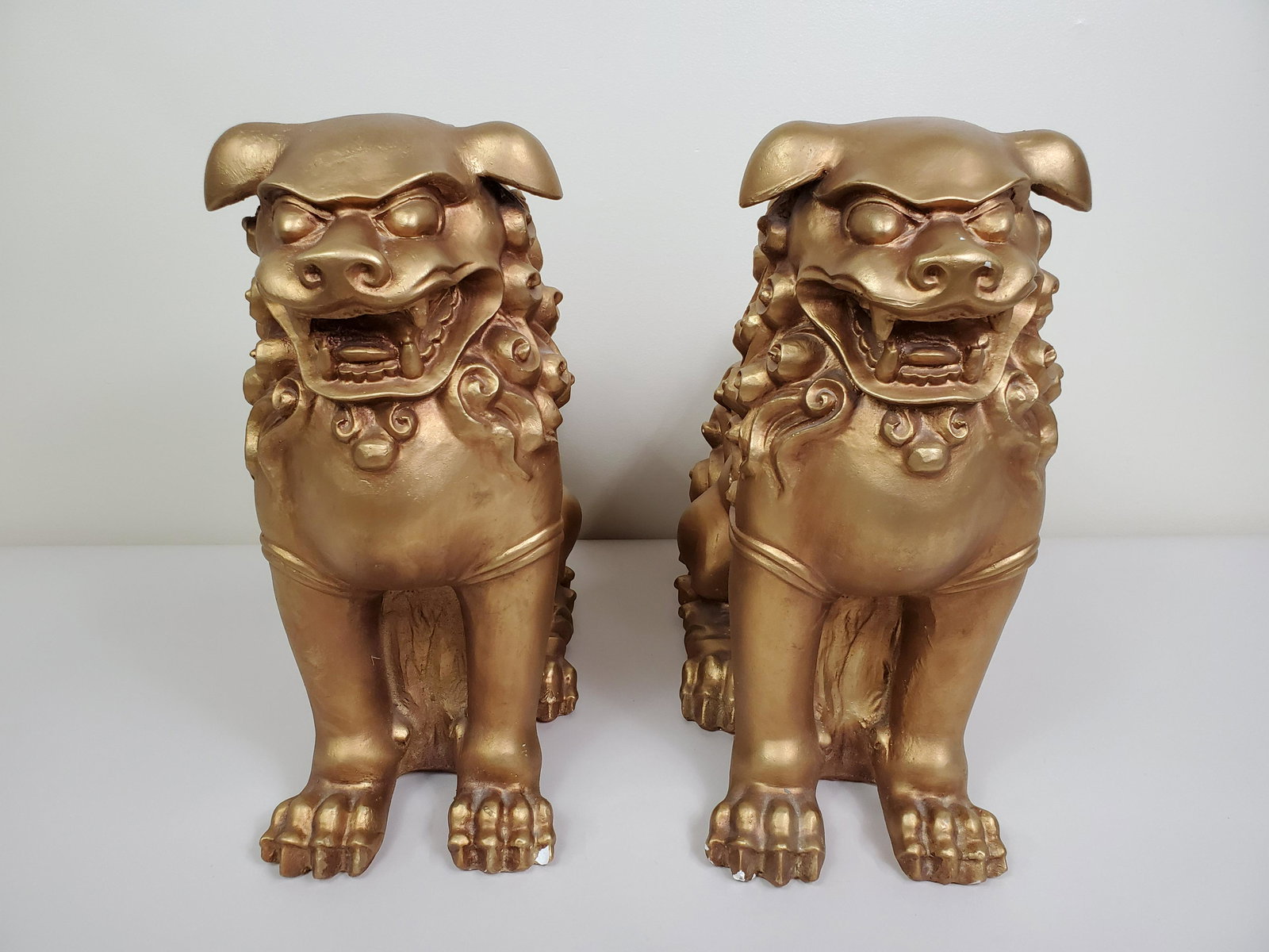 Pair of Gold Painted Foo Dogs (1 of 4)