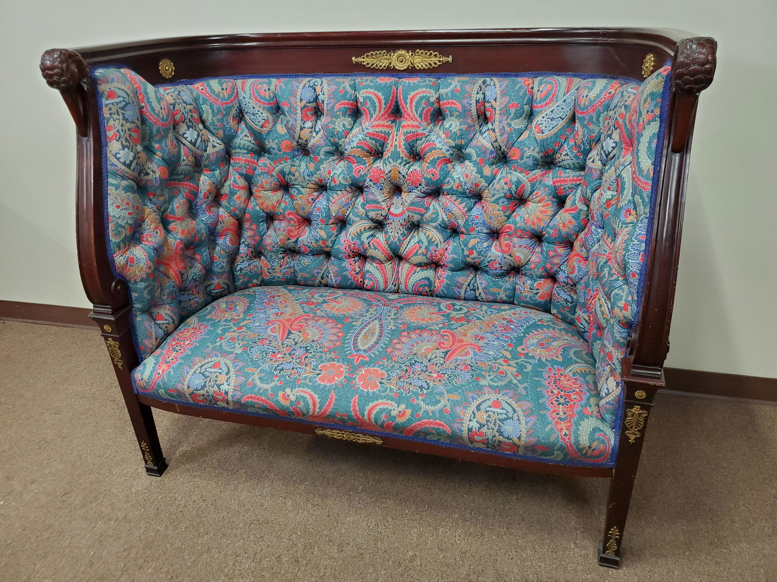 High Back Settee With Carved Bird Heads (1 of 8)