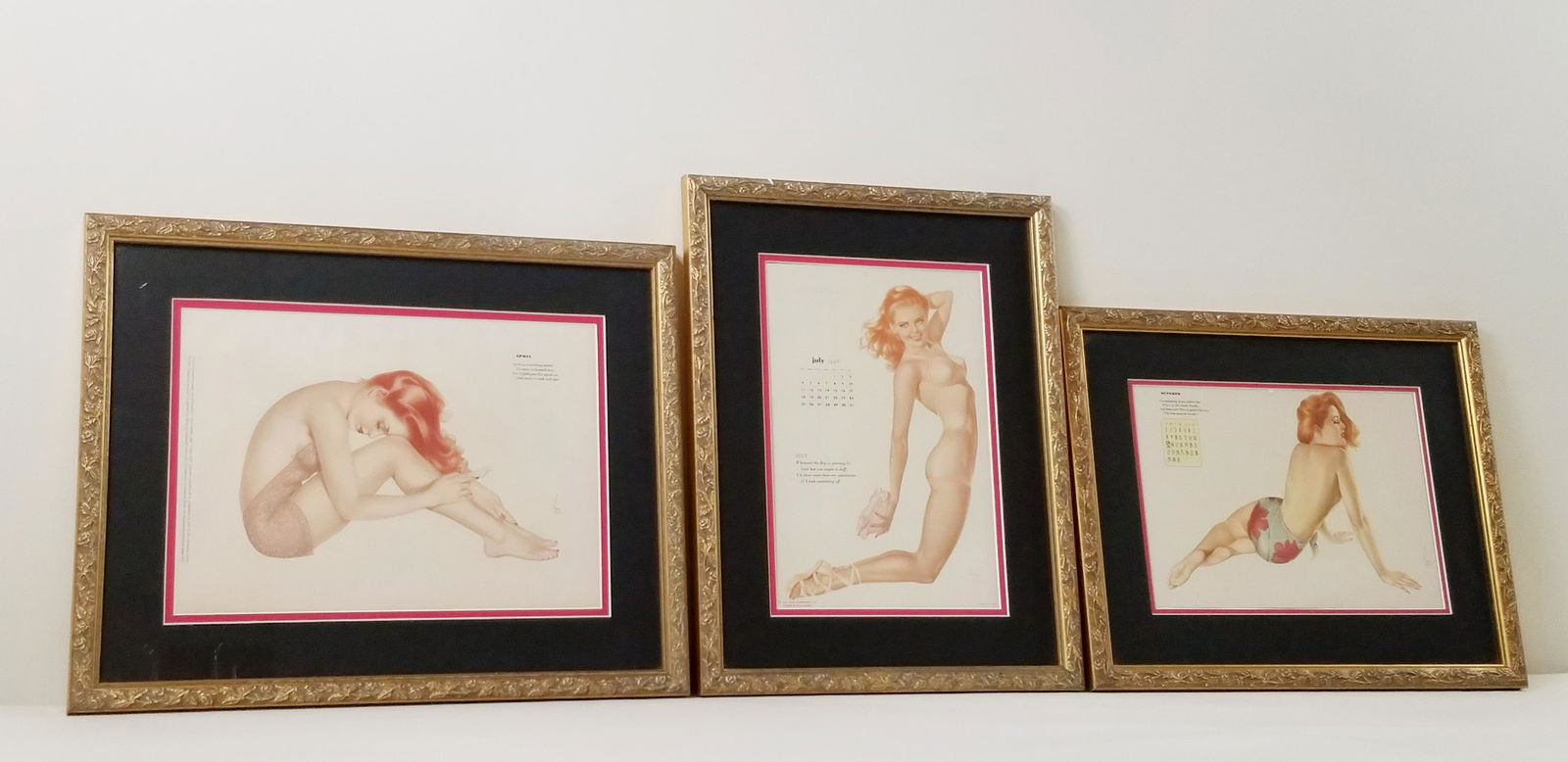 3-1940s Varga Pin Up Prints incl Calendar Pages (1 of 11)