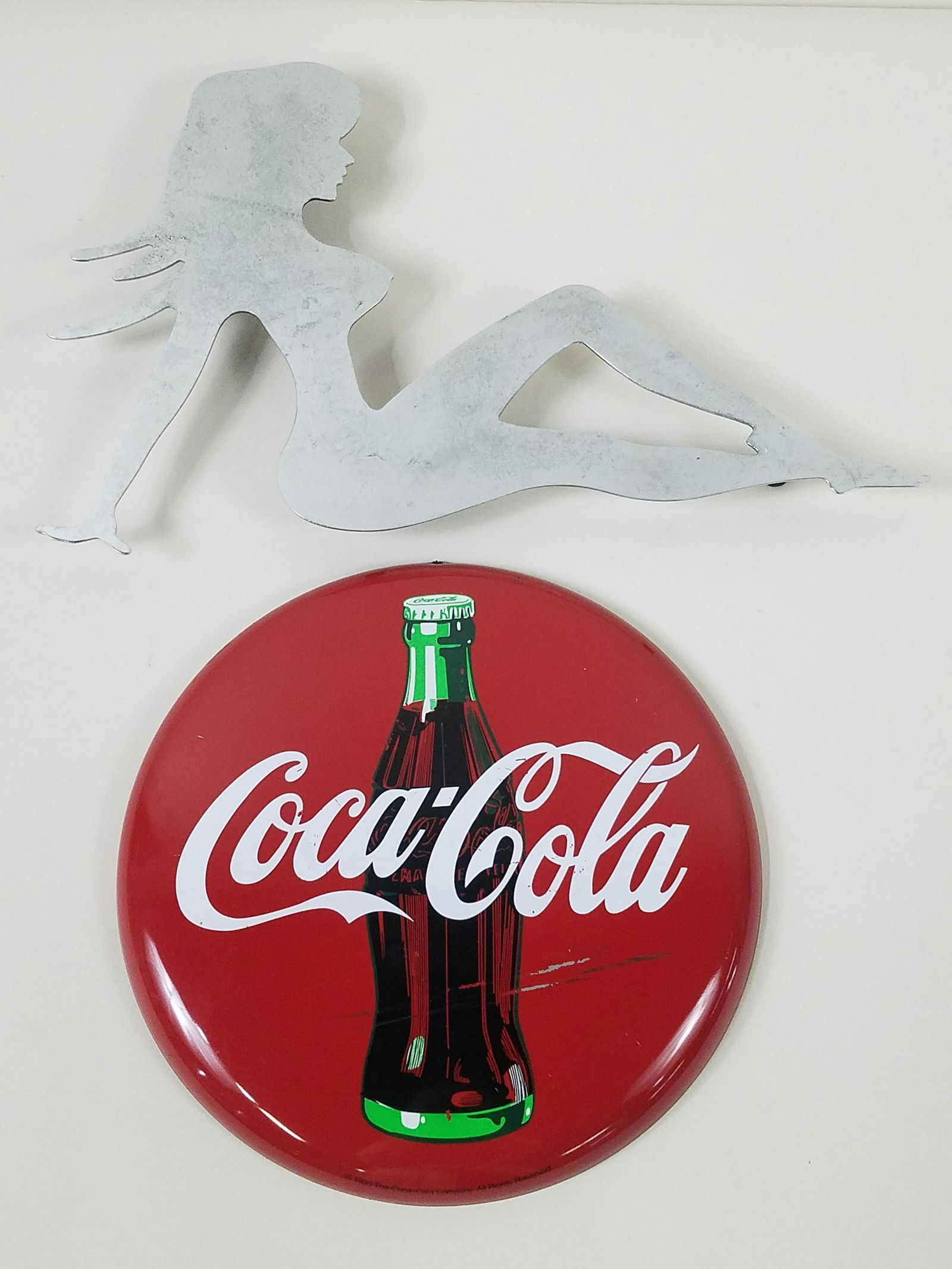 Chrome Mud Flap Girl and Coca Cola Button Sign (1 of 5)