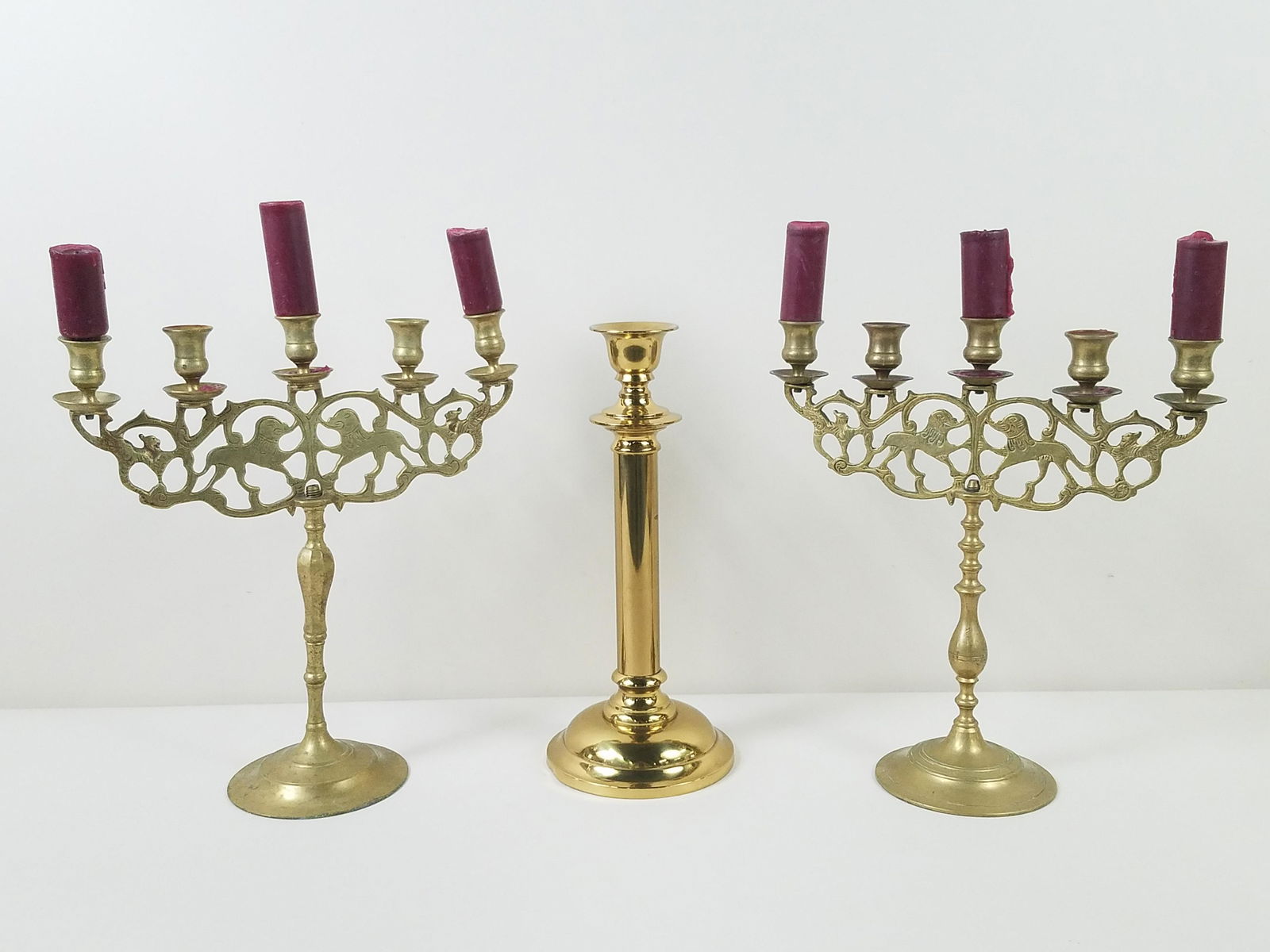3 Brass Candle Holders (1 of 2)
