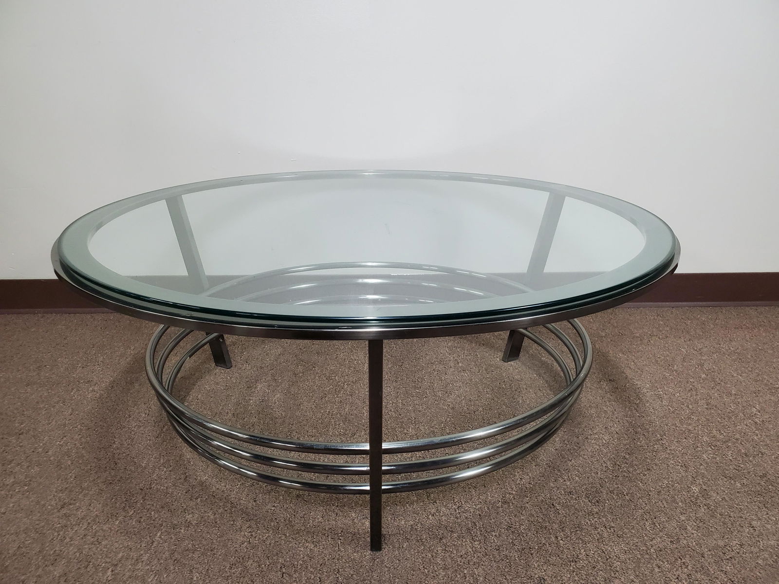 Round Chrome Glass Top Coffee Table (1 of 2)