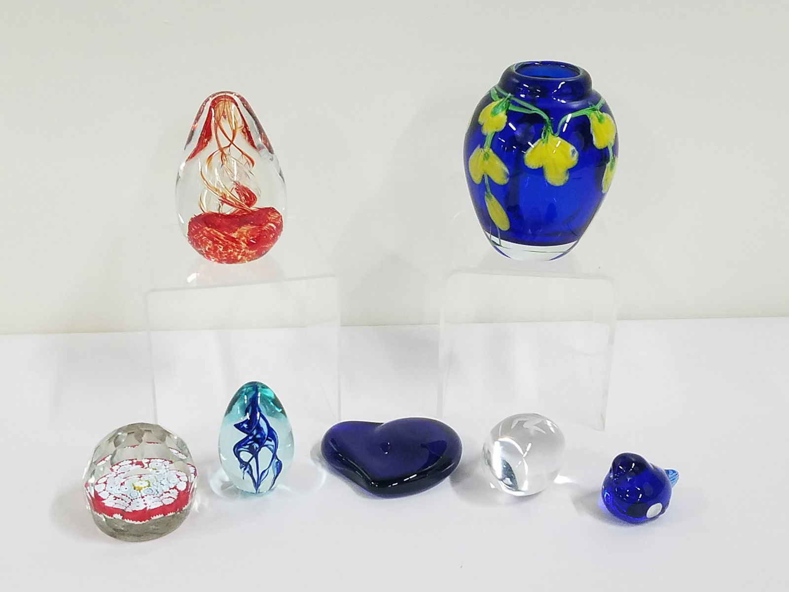 7 Pcs Art Glass Paperweights and Vase (1 of 4)