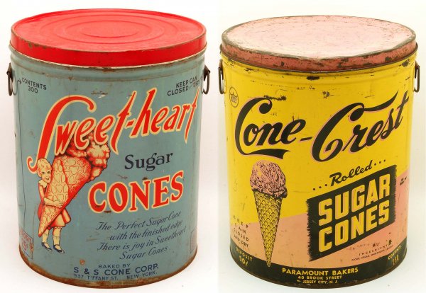 2 Ice Cream Cone Tins Cone-Crest & Sweet-heart