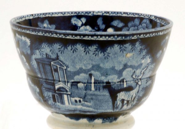 Staffordshire Blue Transferware Handleless Cup
