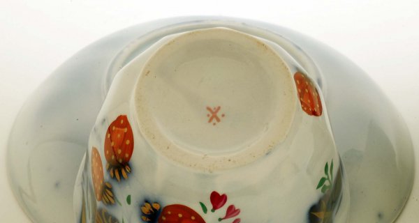 Two Gaudy Strawberry Cups and Saucers - 2