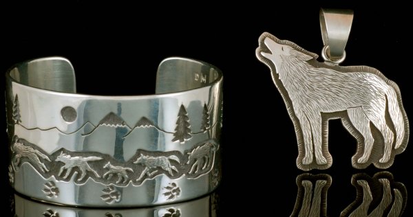 Signed Hopi Sterling Cuff Bracelet & Pendant