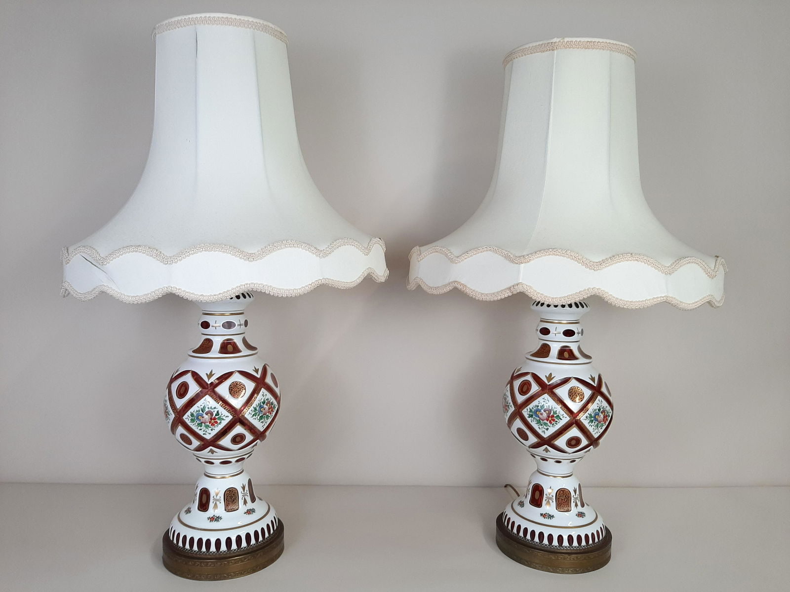 Pr Bohemian Glass Table Lamps (1 of 3)