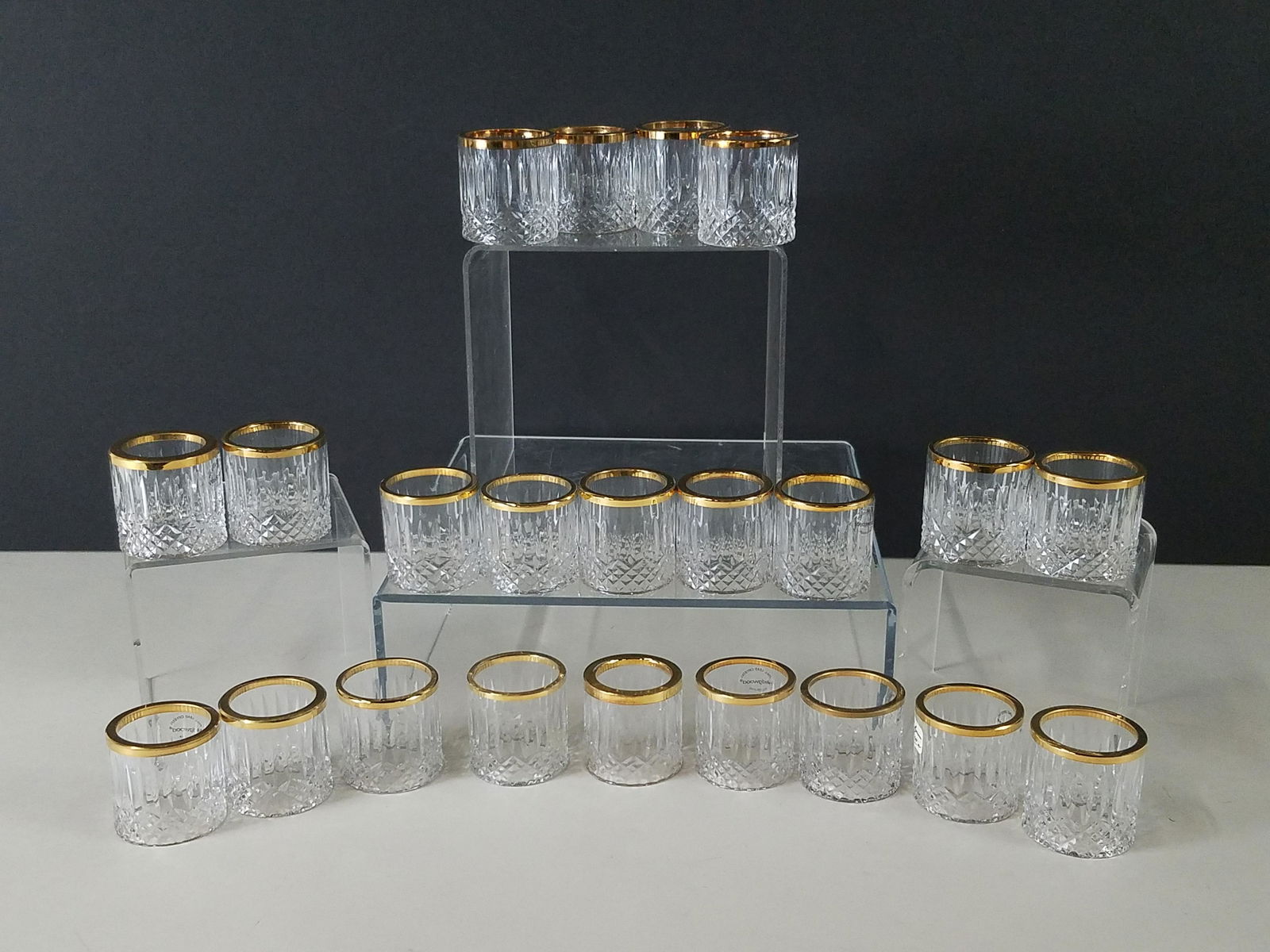22 Wedgwood Crystal Napkin Rings: Each 1-3/4" diameter x 2" high.