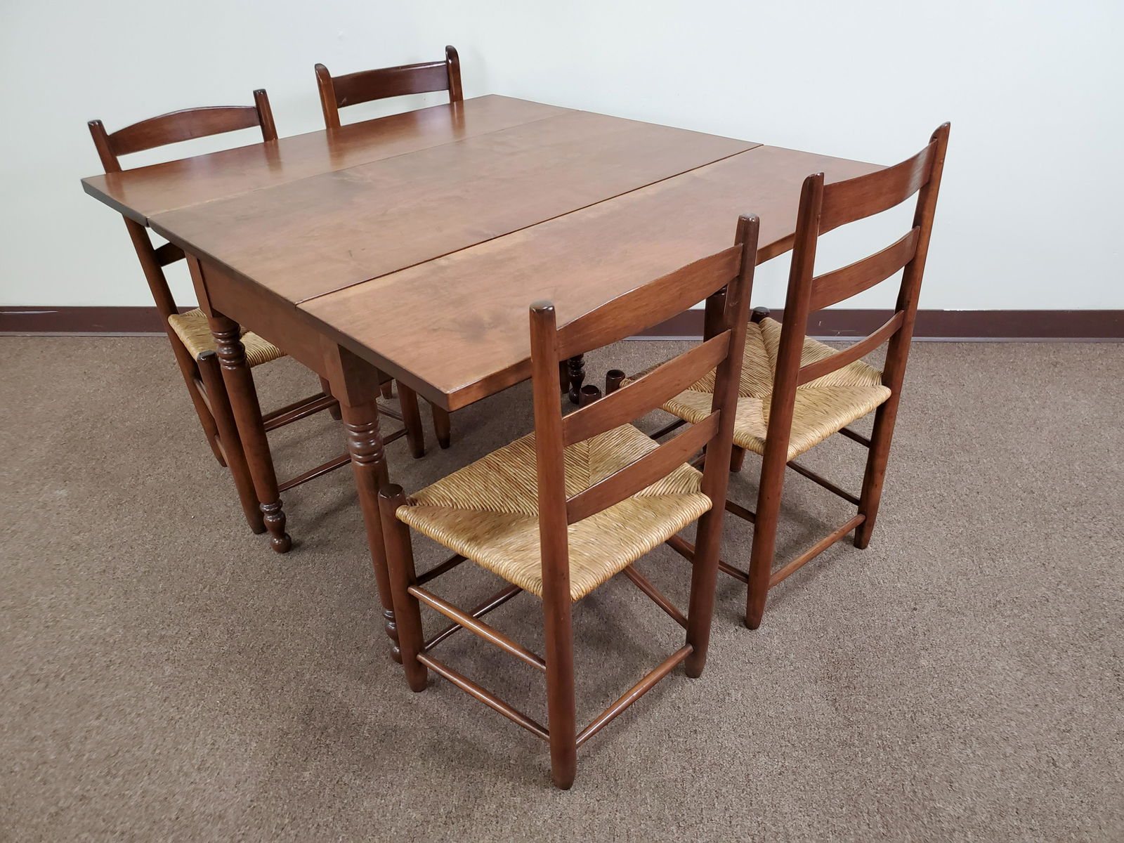 Drop Side Table With 4 Ladder Back Chairs (1 of 7)