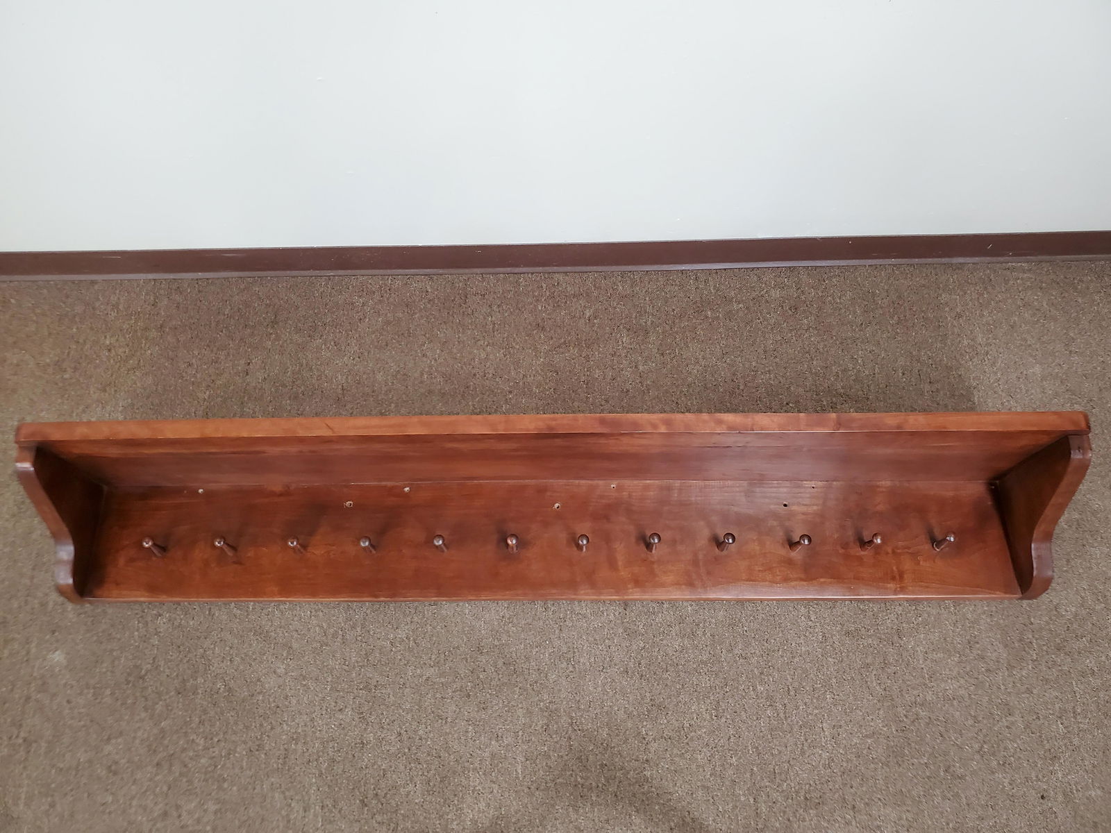 12 Hook Coat Rack / Shelf: 72" wide X 12" deep X 10" high.