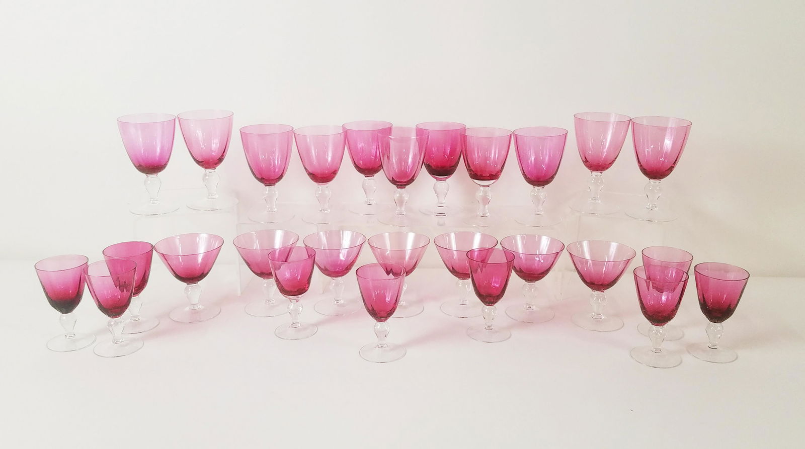 27 Pcs Cranberry Stemware (1 of 3)