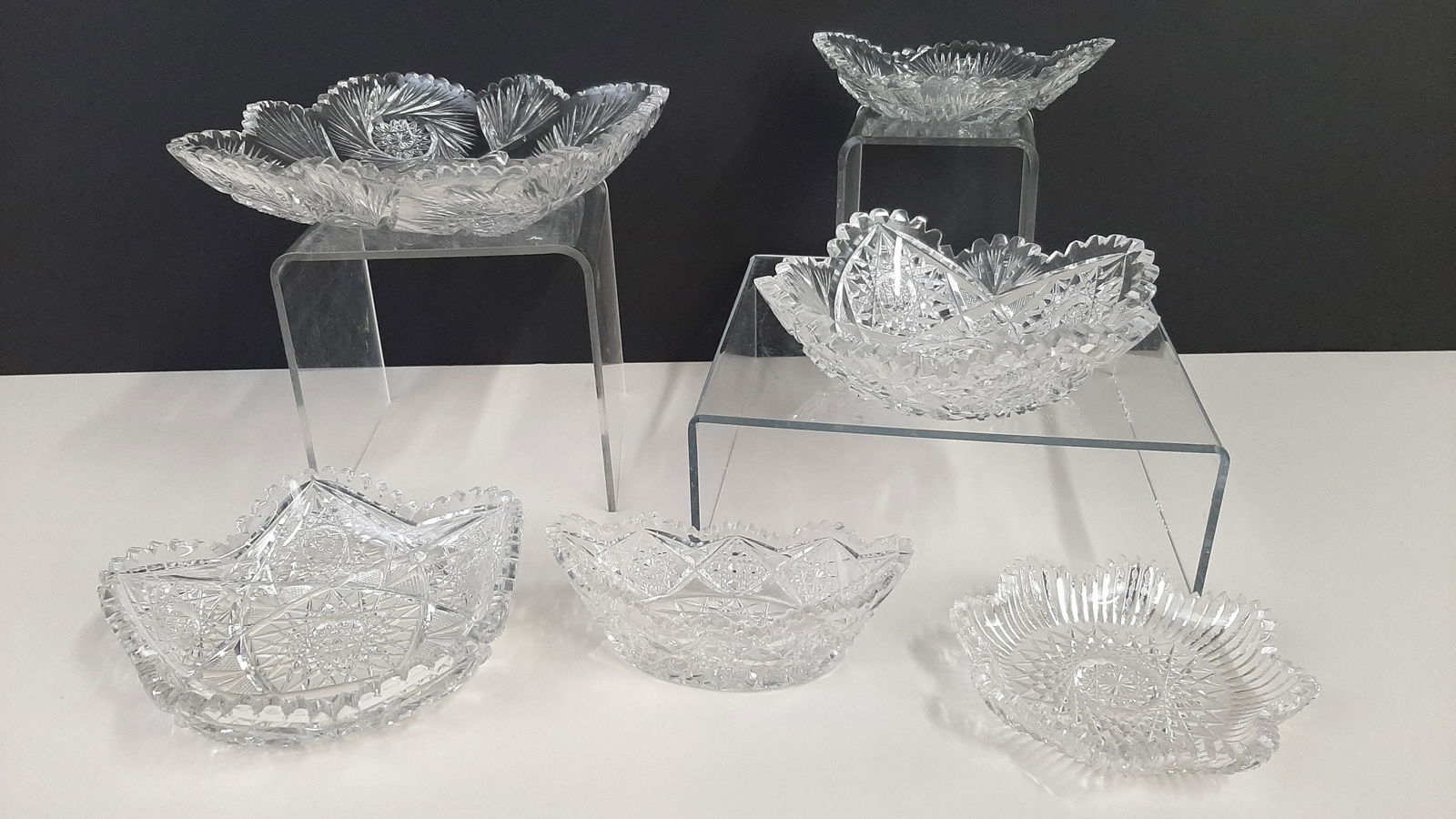 6 Pcs Cut Glass Trays incl. Star (1 of 7)