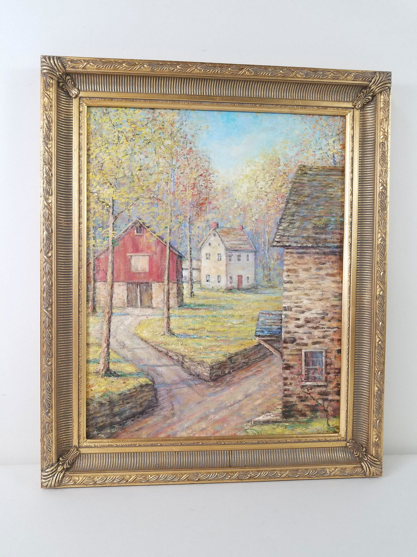 American School Village Scene Painting (1 of 2)