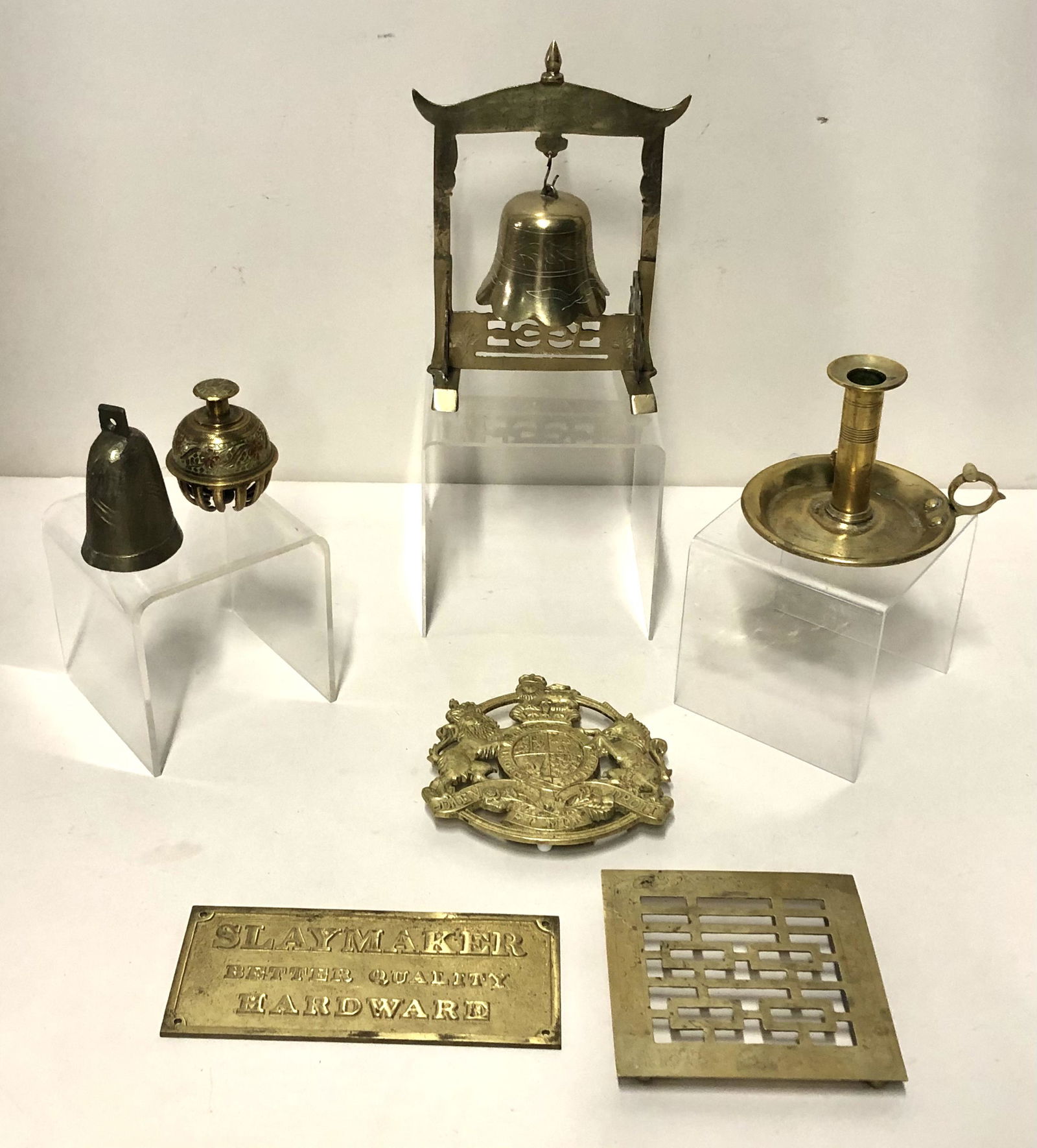 6 Pcs Brass Including Kings Arms Trivet (1 of 7)