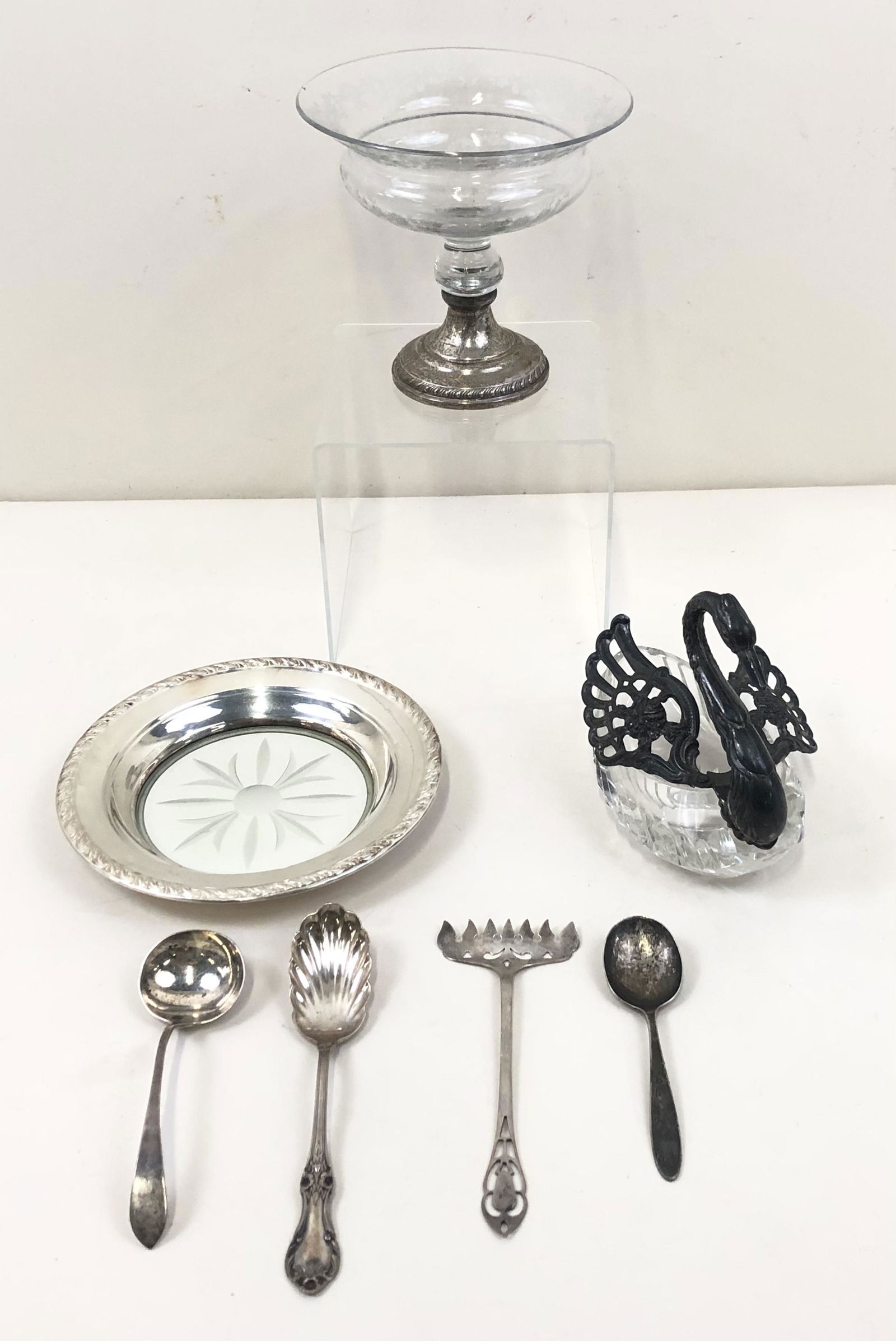 7 Pcs Sterling Including Swan Candy Dish (1 of 10)