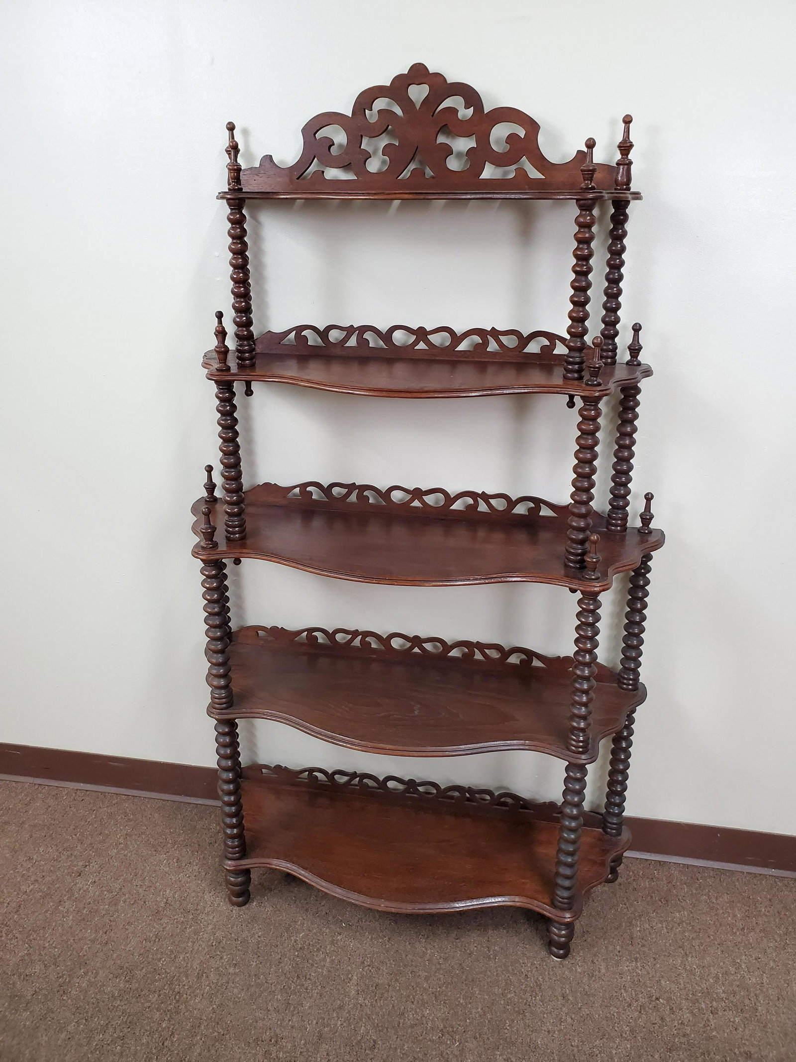 5 Tier Wall Shelf: 35" wide X 12" deep X 60" high.