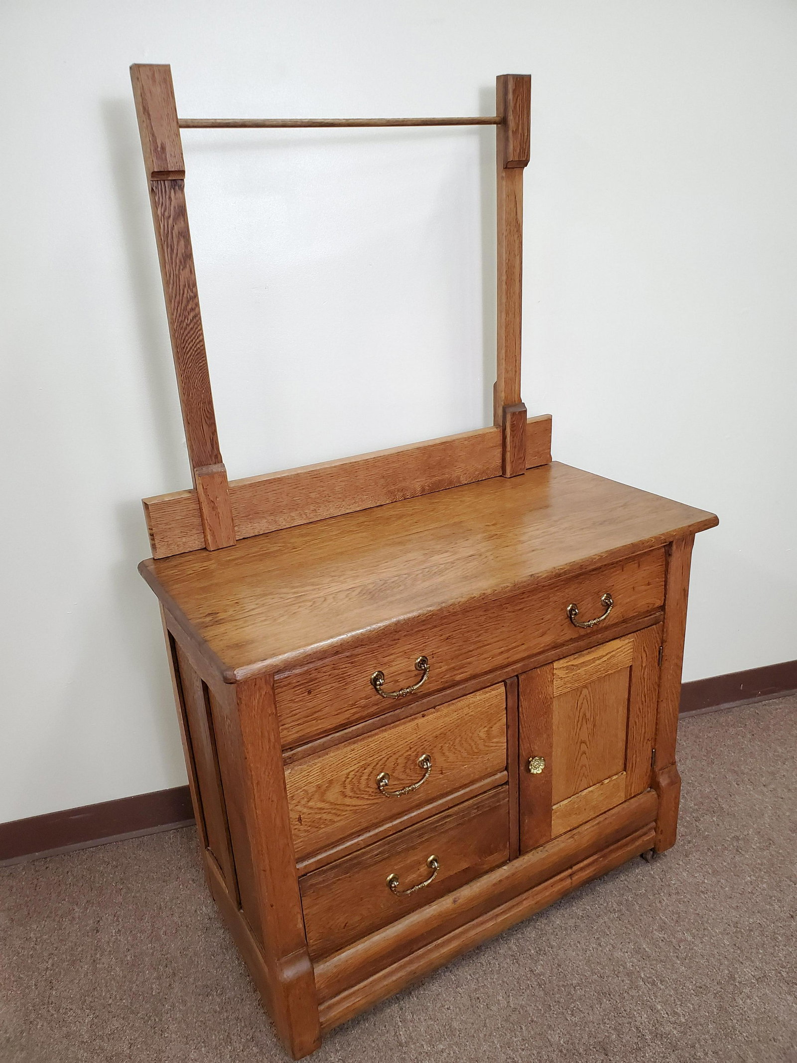 Wash Stand: 35 1/4" wide X 16 3/4" deep X 57 3/4" high.