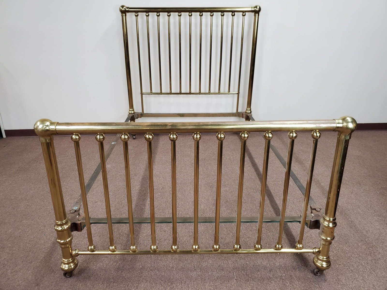 Brass Bed: 55" wide X 85" deep X 56" high.