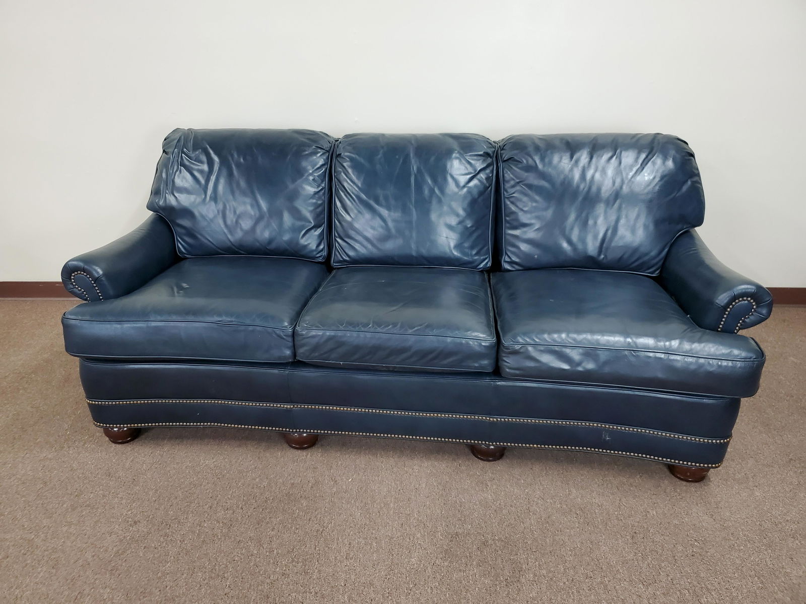 Hancock & Moore Dark Blue Leather Sofa (1 of 10)