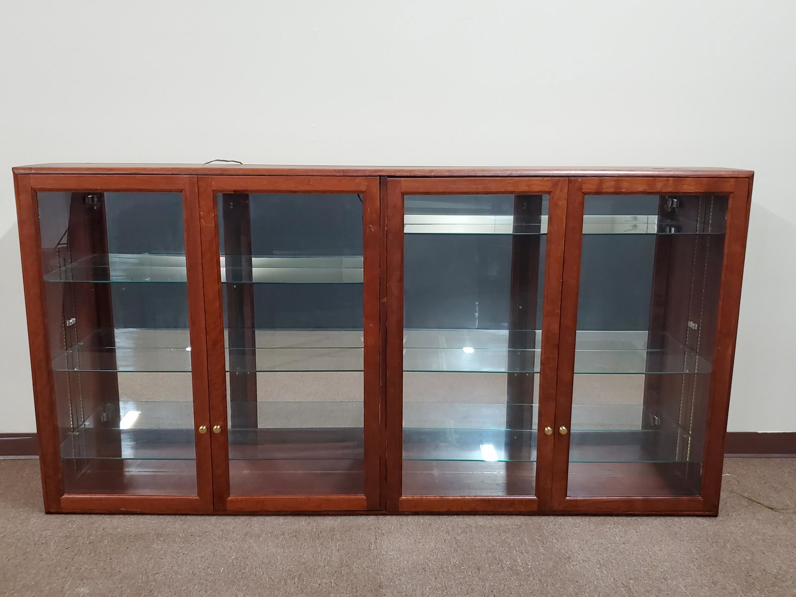 Wall Hang Lighted Display Cabinet: 85" wide X 12" deep X 43 1/4" high.