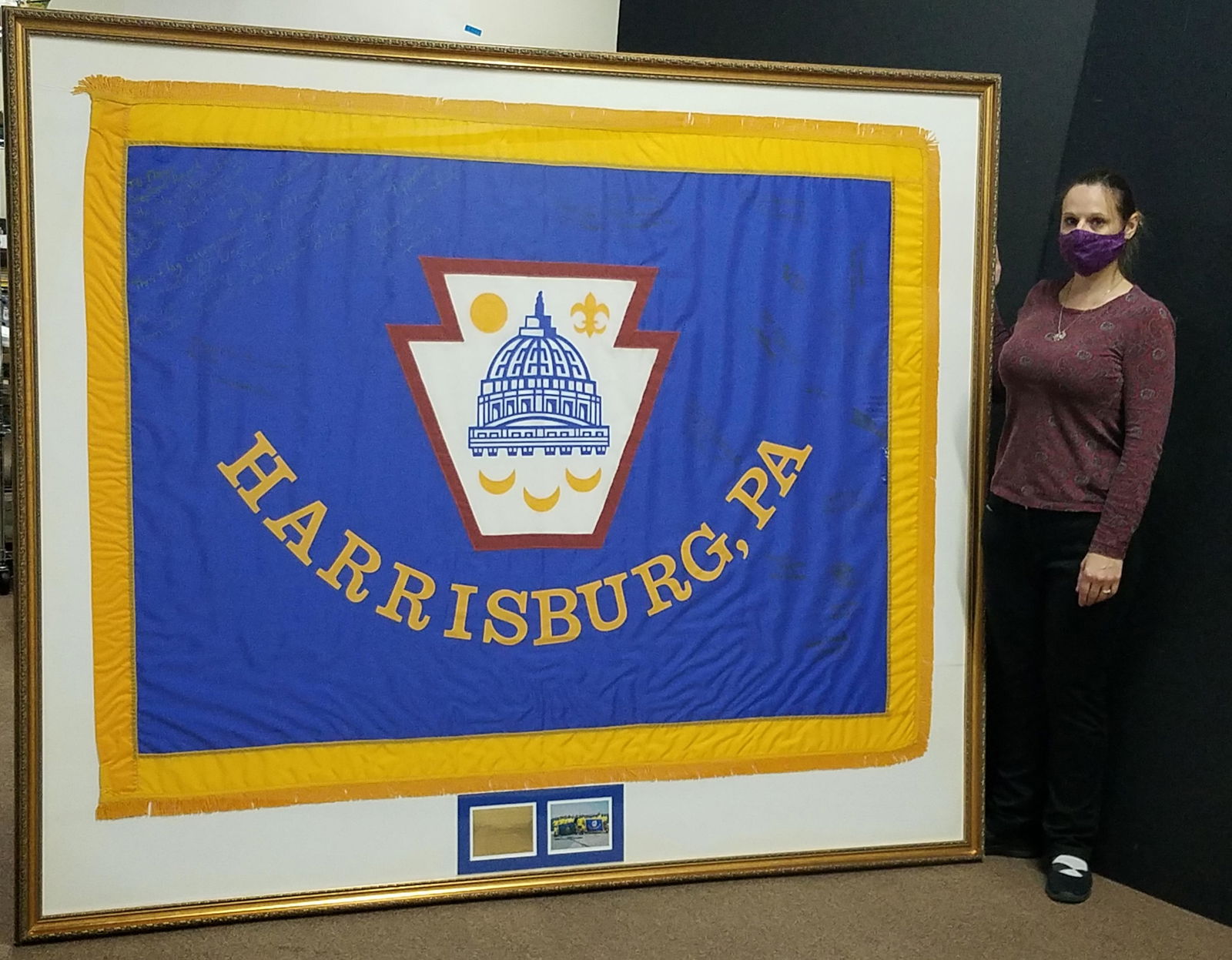 72" x 87" Oversized City of Harrisburg Flag Signed (1 of 8)