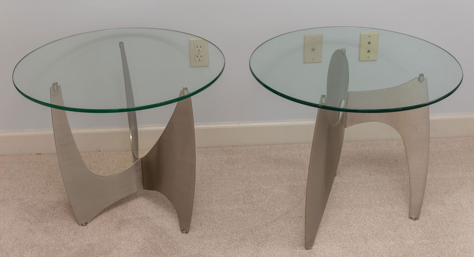 Pair of Glass Top Side Tables (1 of 3)