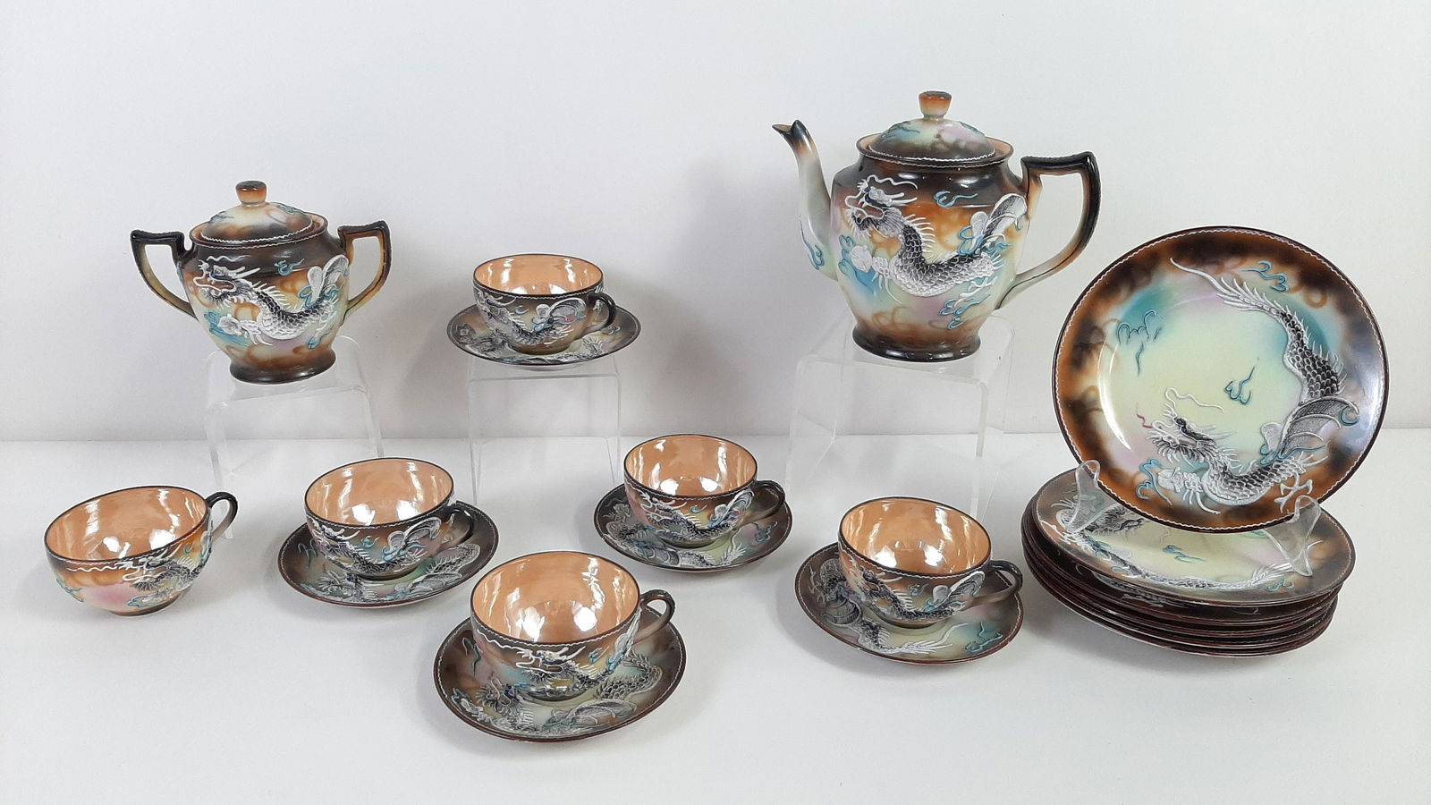 19 Pc Asian Dragon Tea Set (1 of 3)