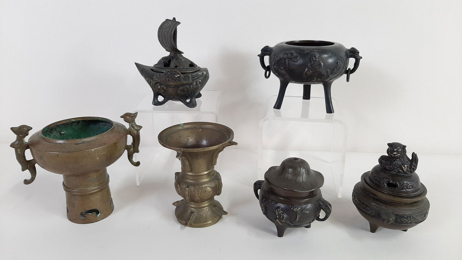6 Japanese Antique Bronze and Brass Censors (1 of 7)