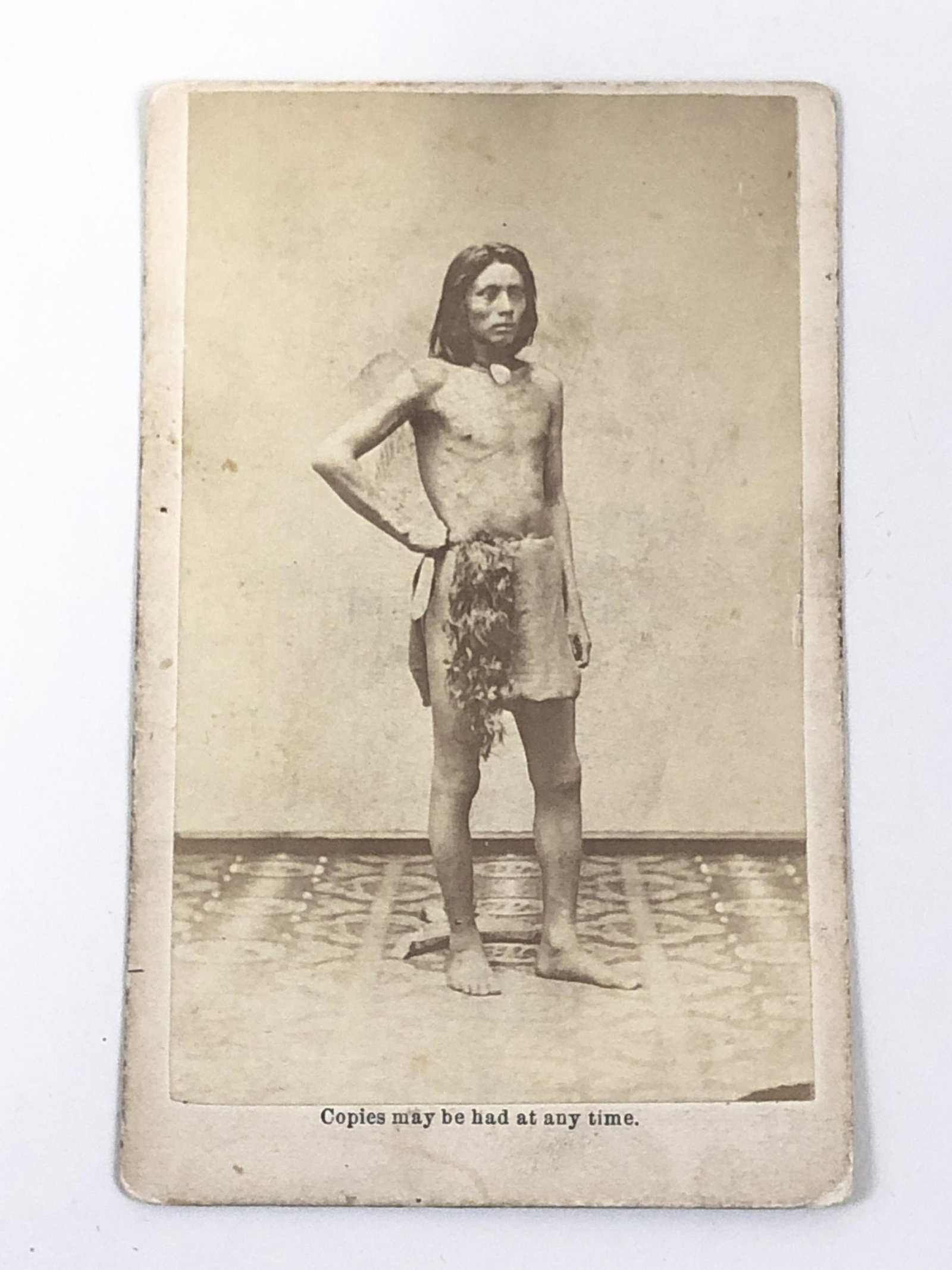 Identified Paiute Man with Scalp Photo: C. R. Savage Salt Lake City, Utah. 4" high x 2 1/2" wide. From the Estate Collection of Stephen R. Reed.