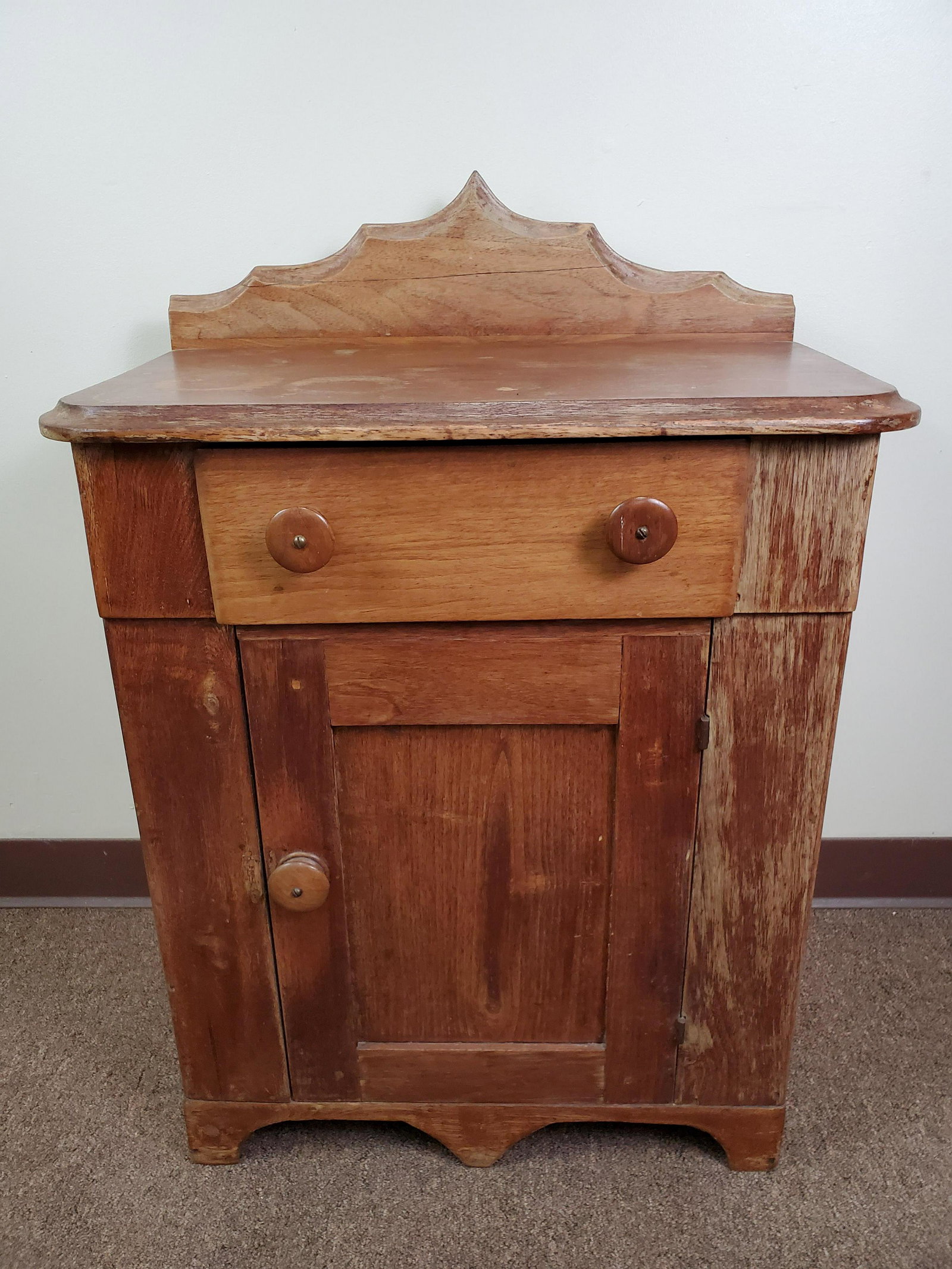 Wash Stand: 24" wide X 14" deep X 34" high. Has finish issues overall.