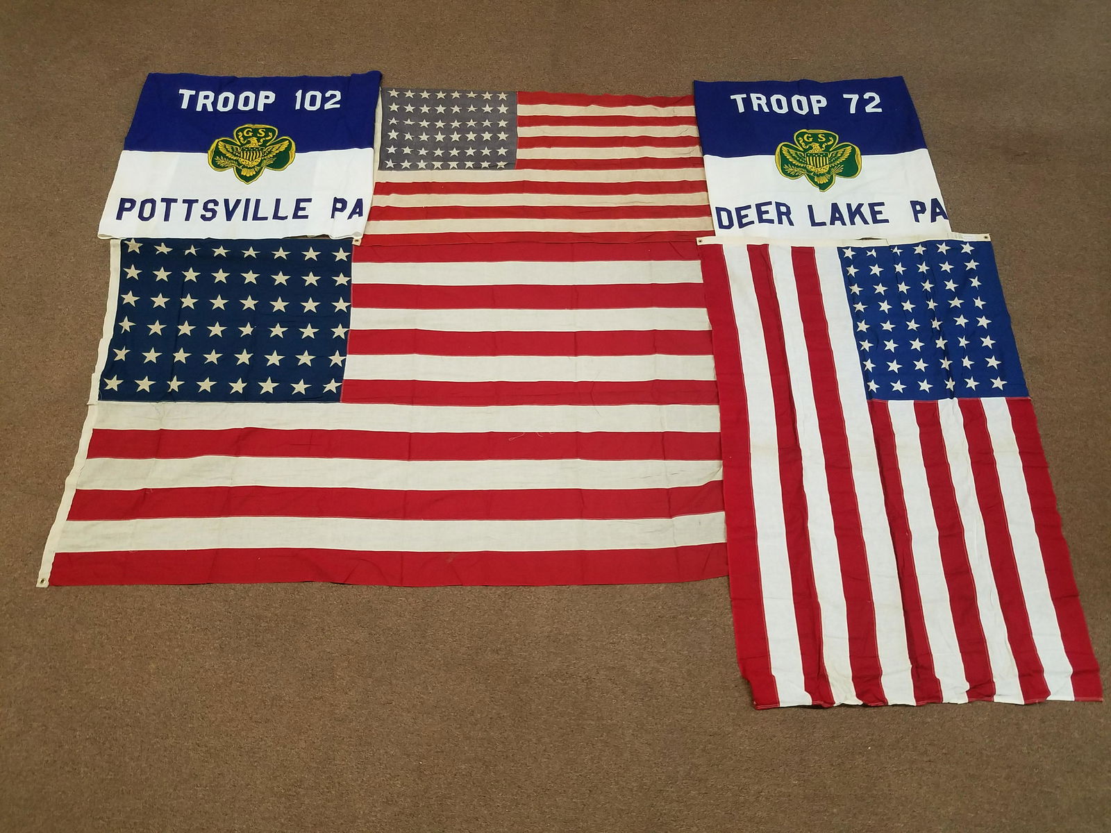 2 Girl Scout and 3 48 Star Flags (1 of 3)