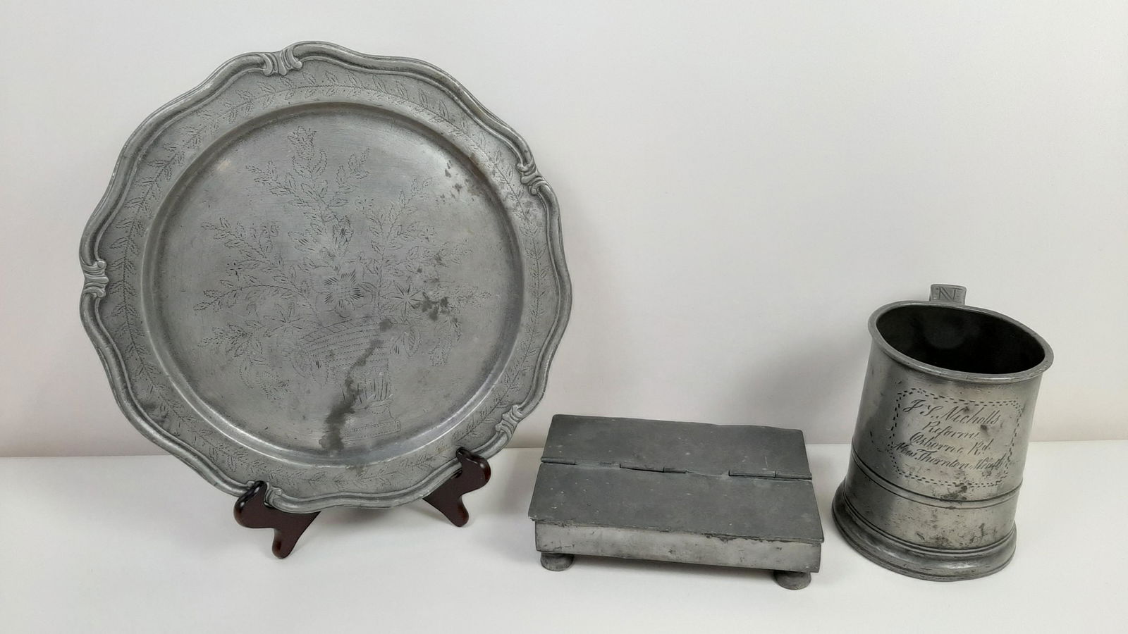 3 Pcs 18th/19th C. Pewter (1 of 9)