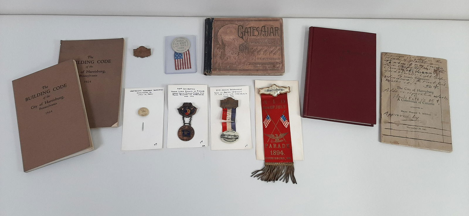11 Pcs Harrisburg Ribbons, Pins, and Books (1 of 6)