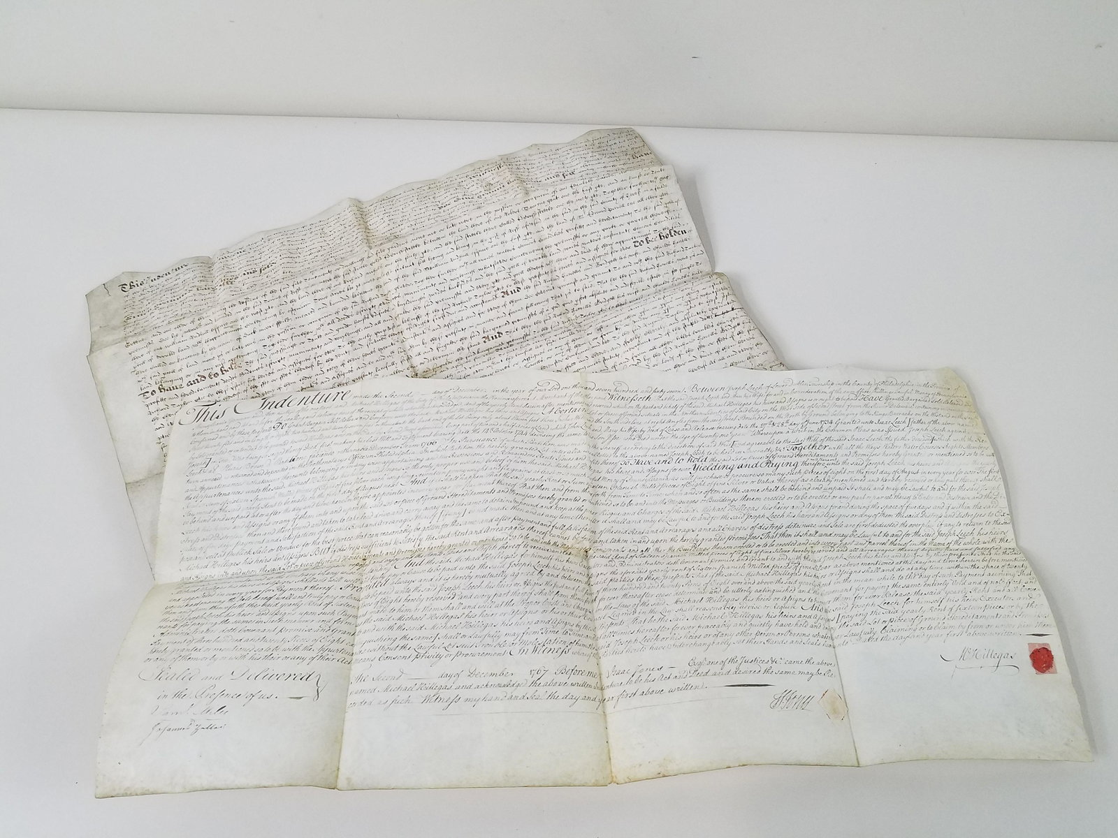 2 Deeds: Unrelated documents. Wear consistent with age. From the Estate Collection of Stephen R. Reed.
