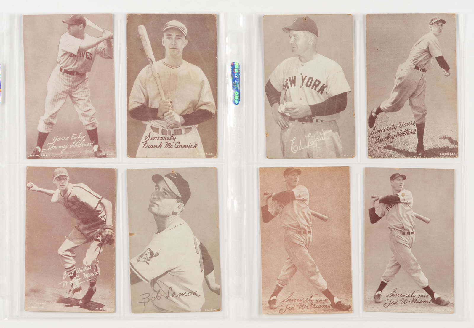 8 Salutation Exhibits (1939-1946): DESCRIPTION: Includes 4 Hall of Fame players such as Ted Williams and Buckey Walters. CONDITION: Good to very good. IMPORTANT: Before bidding, please read the terms and conditions. When you registered