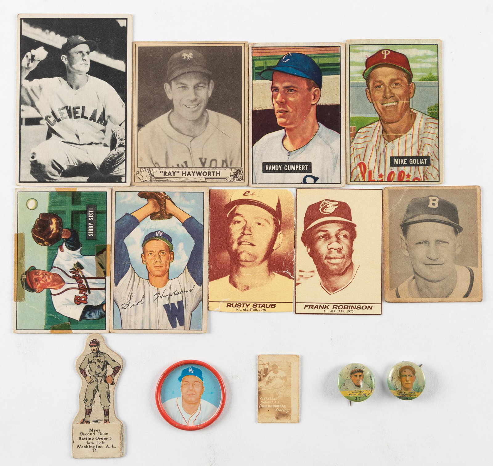14 Vintage Items: DESCRIPTION: Includes 2 1932 Orbit gum pins, Bowmans cards, and more. CONDITION: Very good. IMPORTANT: Before bidding, please read the terms and conditions. When you registered for the auction you agr